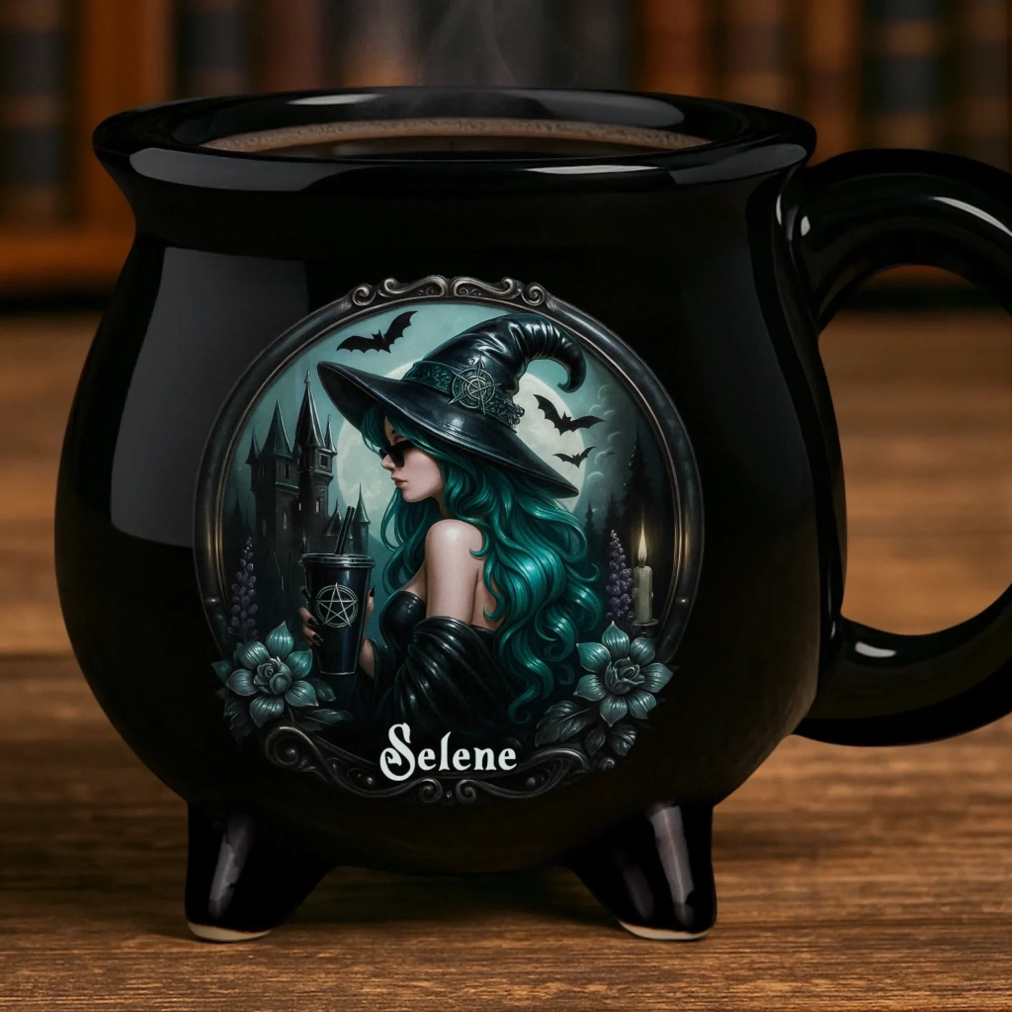 Custom 12oz Ceramic Cauldron Coffee Mug - Personalized Halloween Witchy Gifts For Besties, Sisters, BFF, Family, Yourself - Mystic Witch Vibes