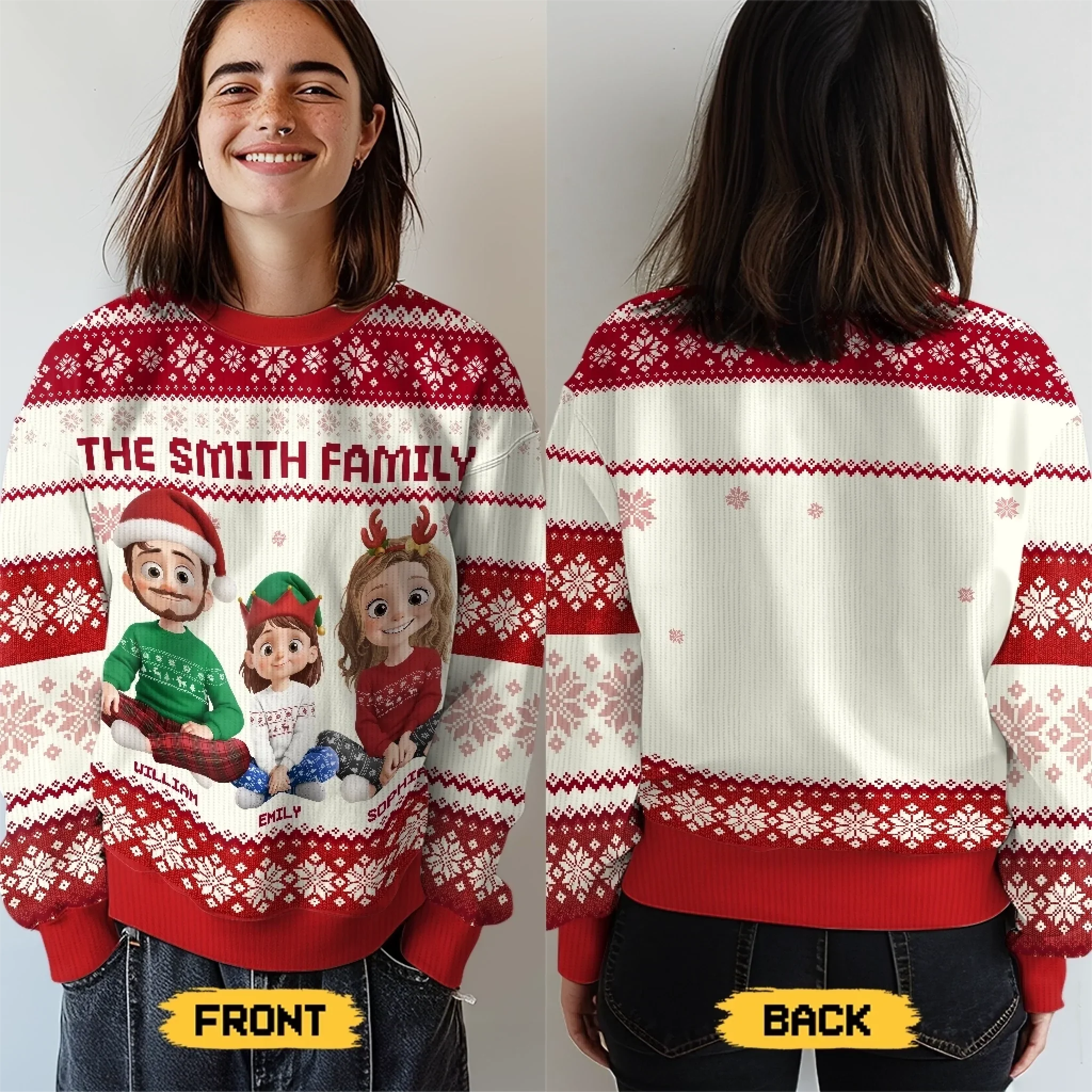 Custom Unisex Ugly Sweatshirt - Personalized  Christmas Birthday Gifts For Family, Dog Cat Lovers - Santa’s Favorite Family