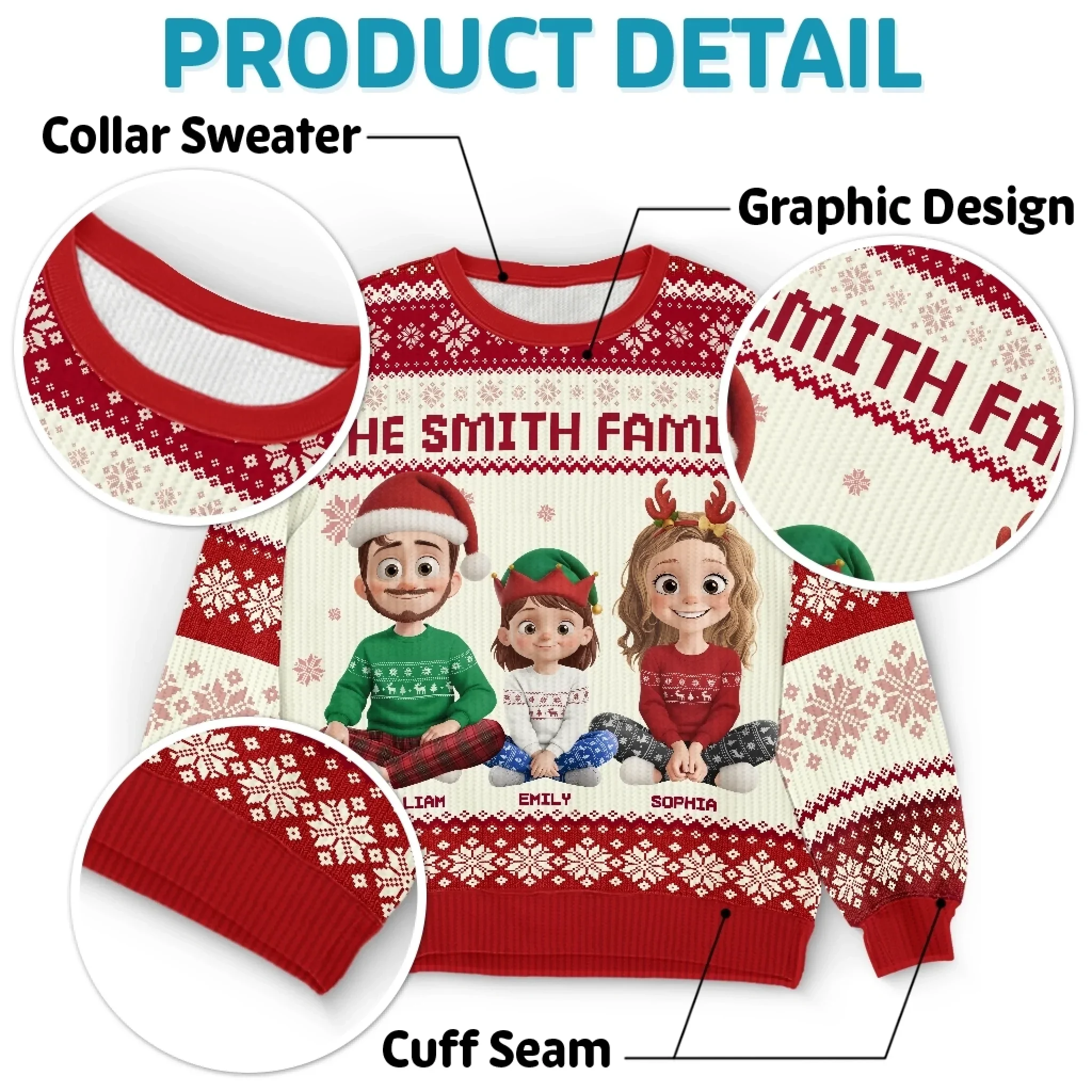 Custom Unisex Ugly Sweatshirt - Personalized  Christmas Birthday Gifts For Family, Dog Cat Lovers - Santa’s Favorite Family