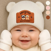 Custom Baby Beanie And Mittens Set - Personalized Baby Shower, Gender Reveal Gifts For New Moms, New Dads, New Parents, Dog Dad And Mom - Small Hands Hold Big Dreams