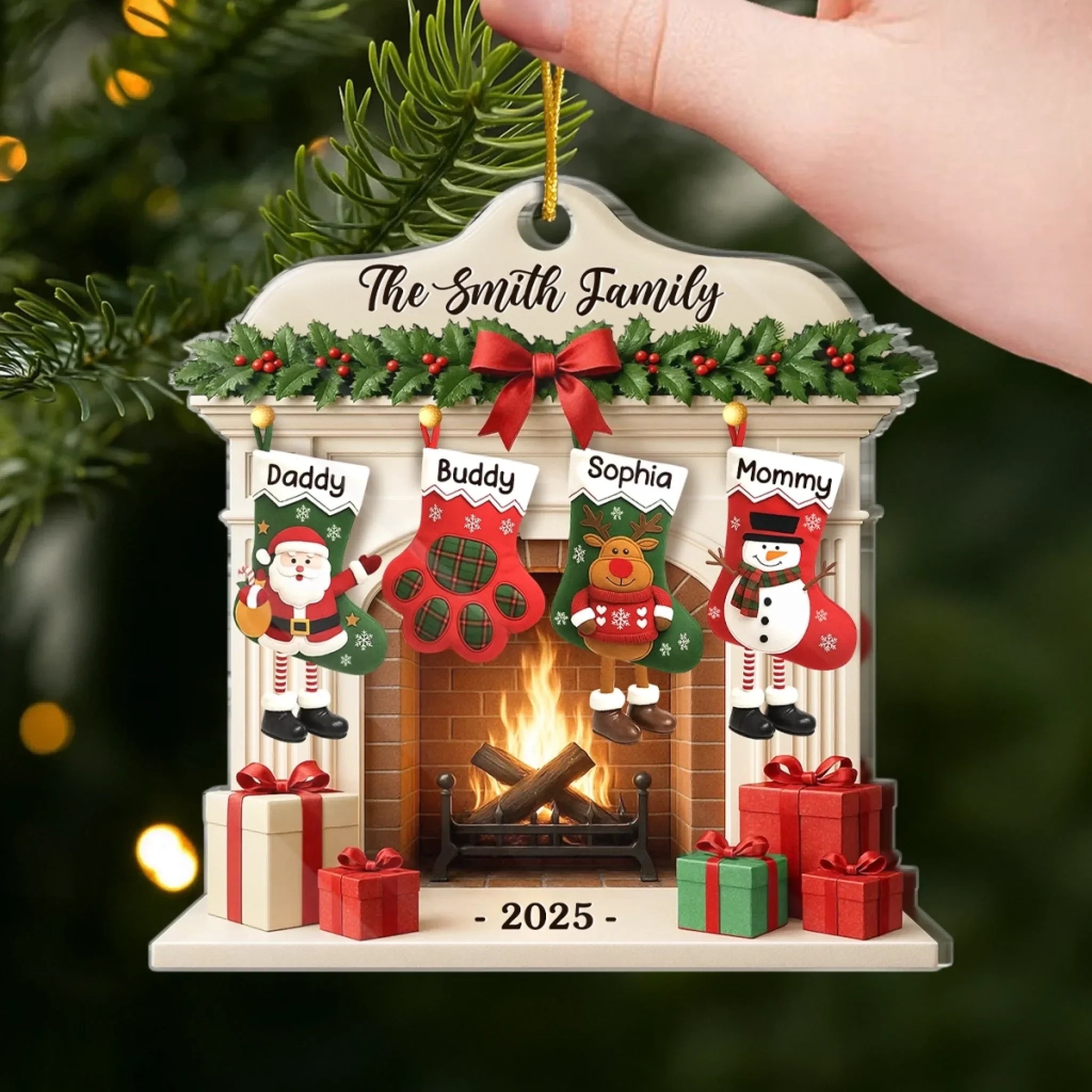 Custom Acrylic Ornament - Personalized Christmas Birthday Gifts For Mom, Dad, Brother, Sister, Kids - Christmas Glows Where Hearts Gather
