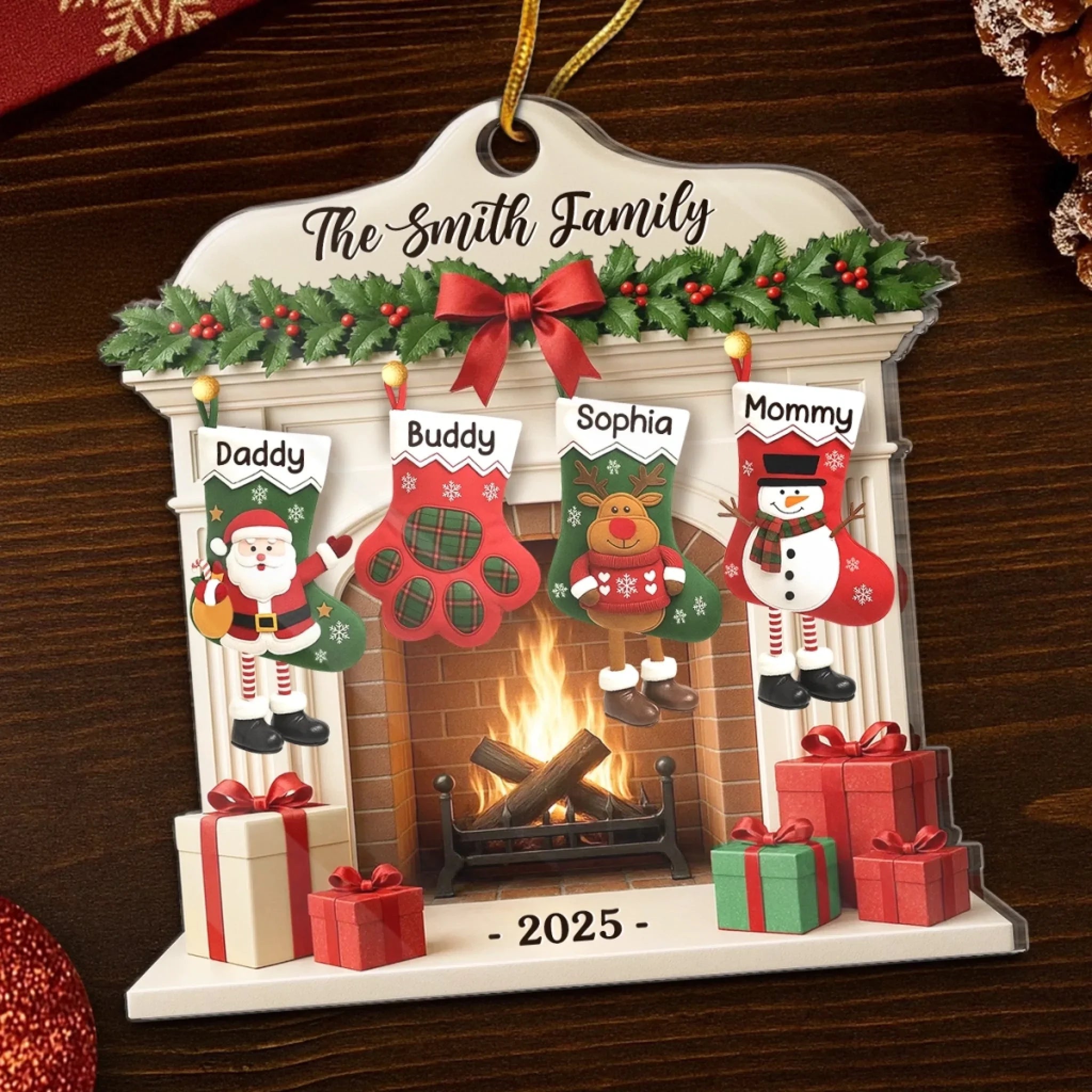 Custom Acrylic Ornament - Personalized Christmas Birthday Gifts For Mom, Dad, Brother, Sister, Kids - Christmas Glows Where Hearts Gather