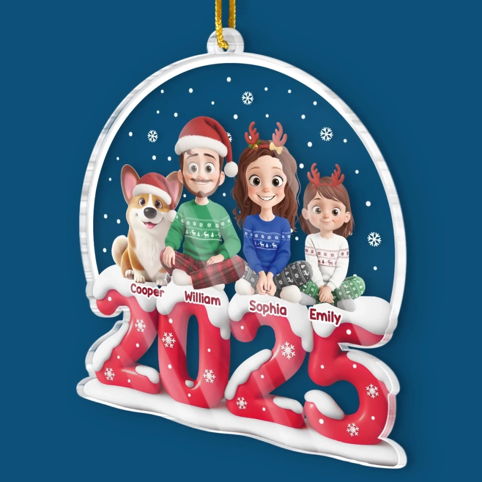 Custom Acrylic Ornament - Personalized Christmas Birthday Gifts For Family, Dog Cat Lovers - Happy Together