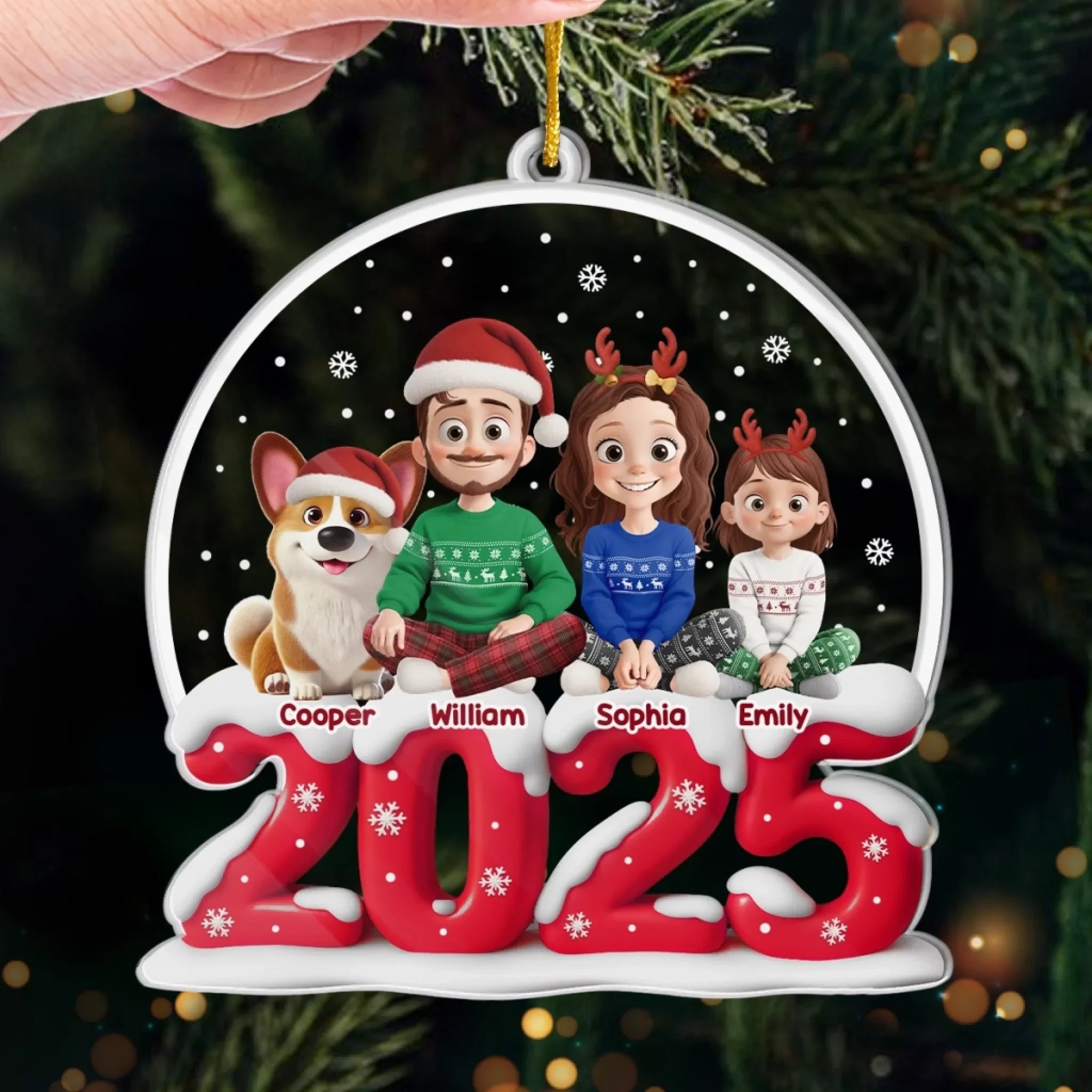 Custom Acrylic Ornament - Personalized Christmas Birthday Gifts For Family, Dog Cat Lovers - Happy Together