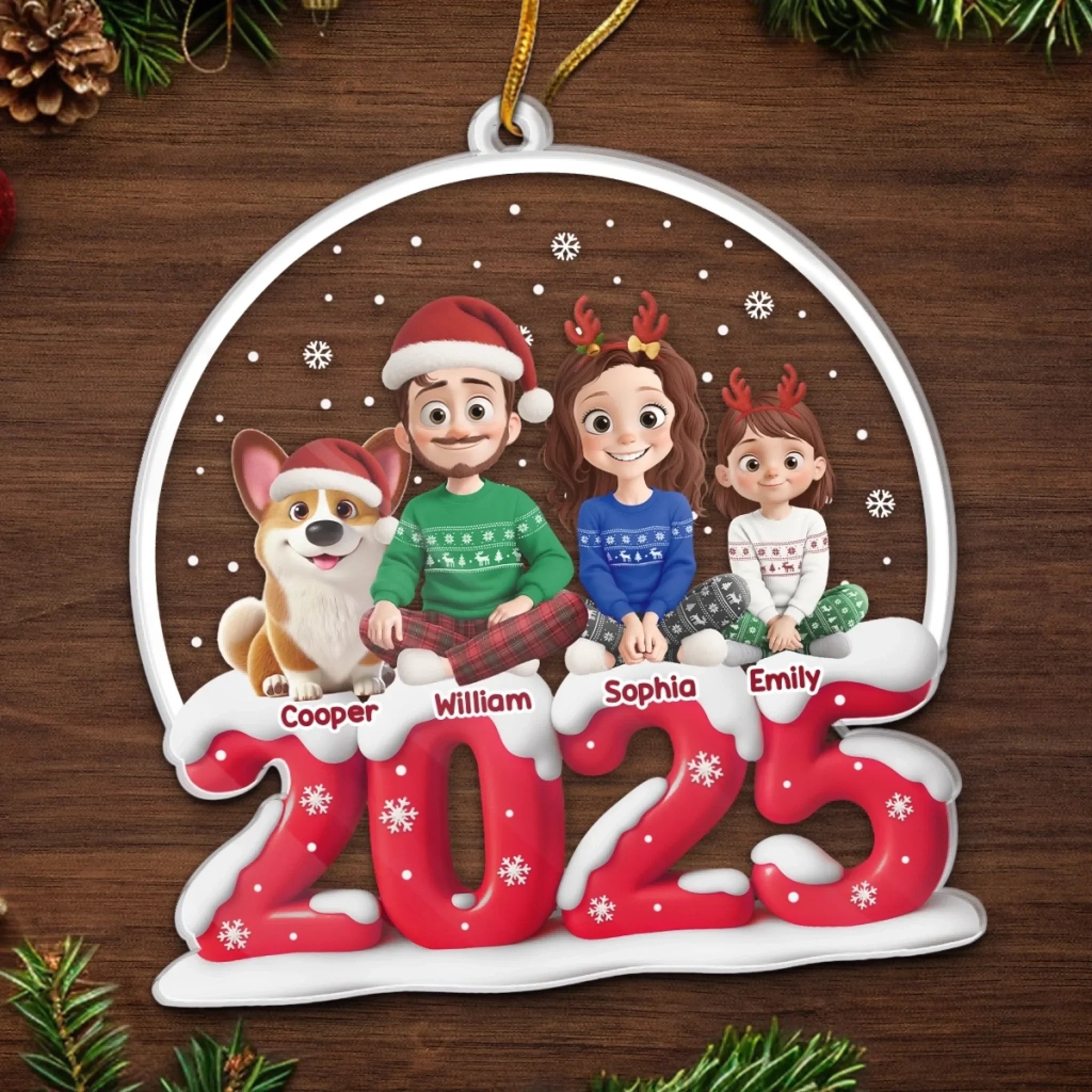 Custom Acrylic Ornament - Personalized Christmas Birthday Gifts For Family, Dog Cat Lovers - Happy Together