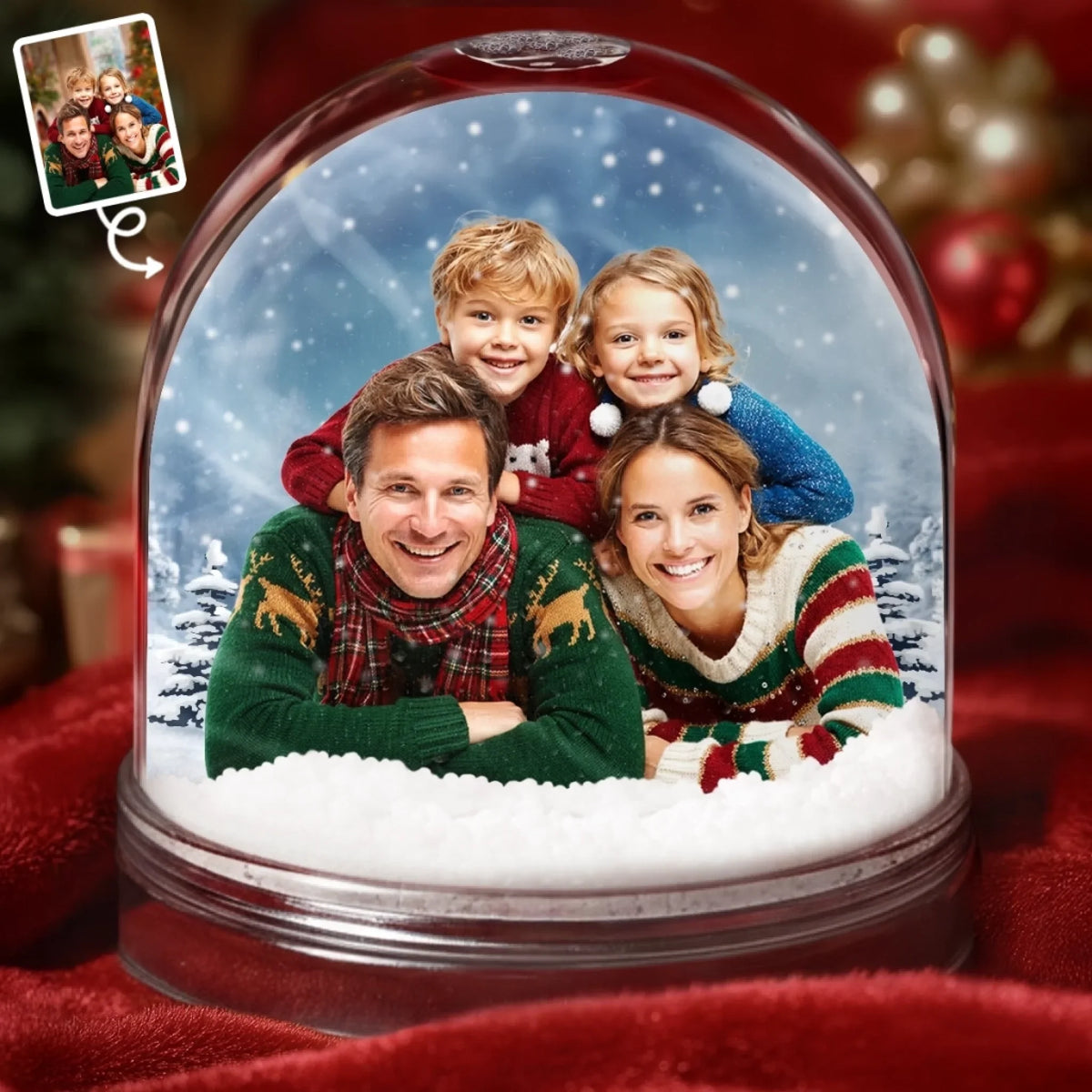 Custom Photo Acrylic Snow Globe - Personalized Christmas Birthday Gifts For Mom, Dad, Brother, Sister, Kids - Encircled By Our Love