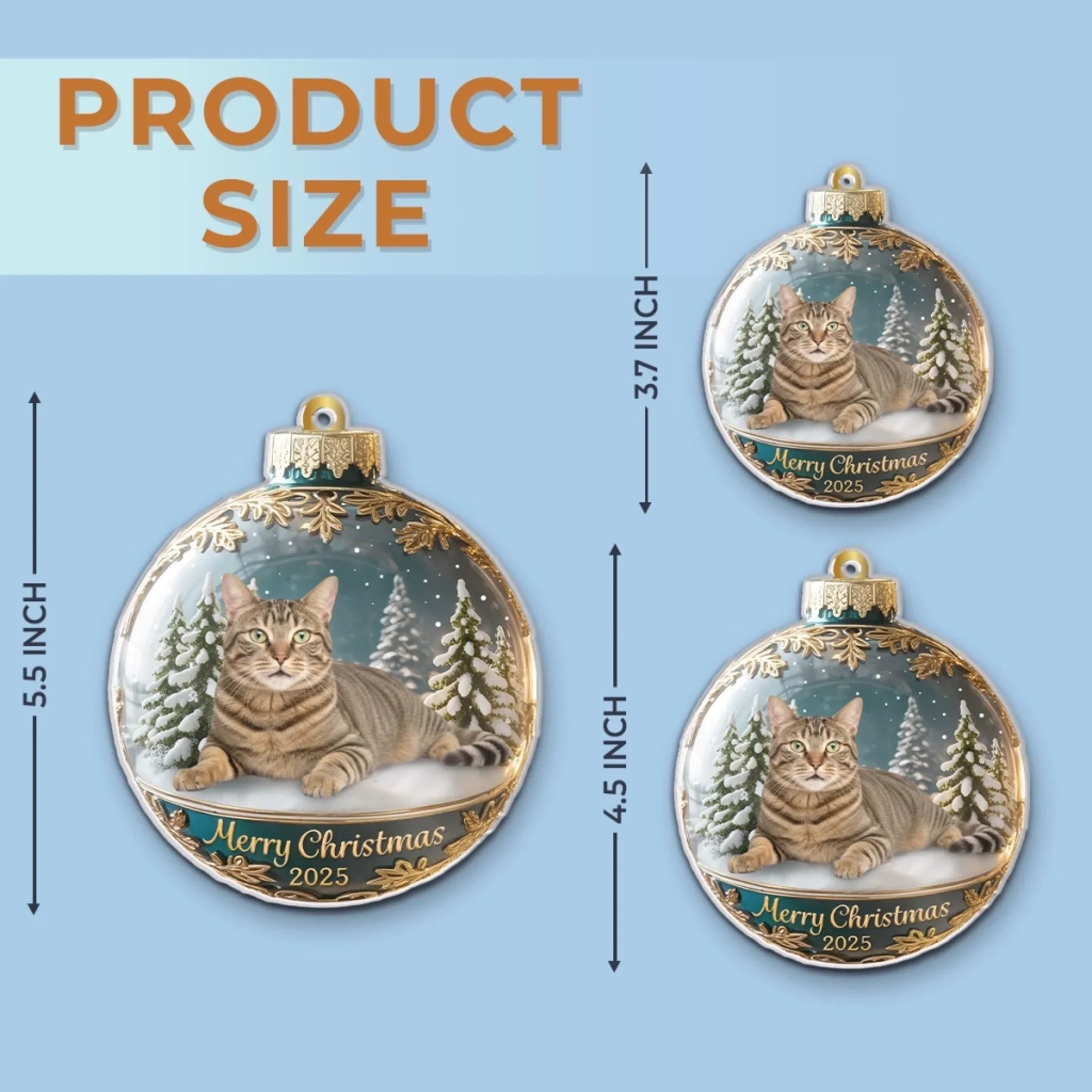 Custom Photo Acrylic Ornament - Personalized  Christmas Birthday Gifts For Dog Cat Lovers, Dog Dad And Mom, Cat Owners - Meowy Christmas, Hooman