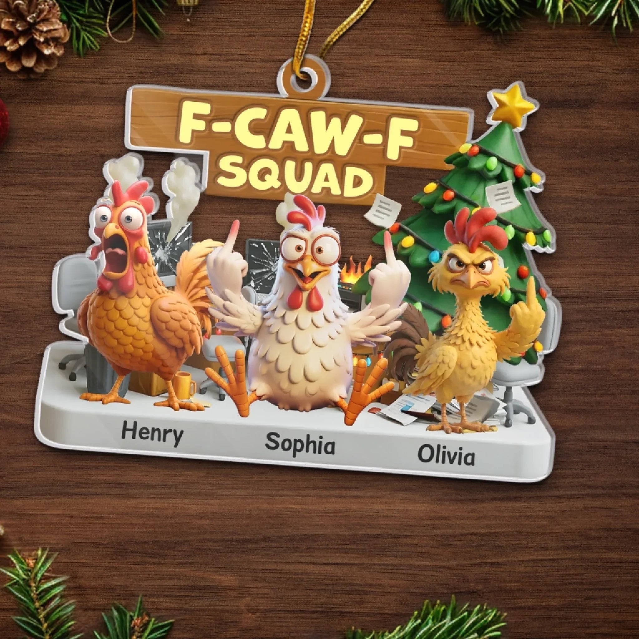 Custom Acrylic Ornament - Personalized Christmas Funny Gifts For Coworker, Work Bestie - Office Chaos Crew