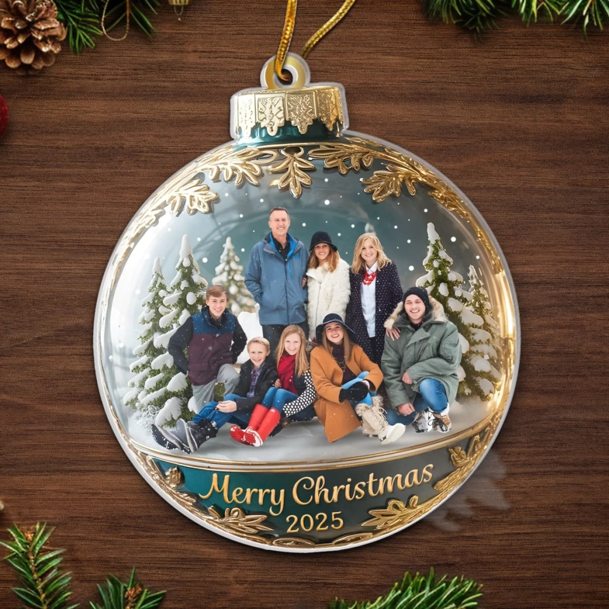 Custom Photo Acrylic Ornament - Personalized Christmas Birthday Gifts For Mom, Dad, Brother, Sister, Kids - Happiness Is Hanging Right Here