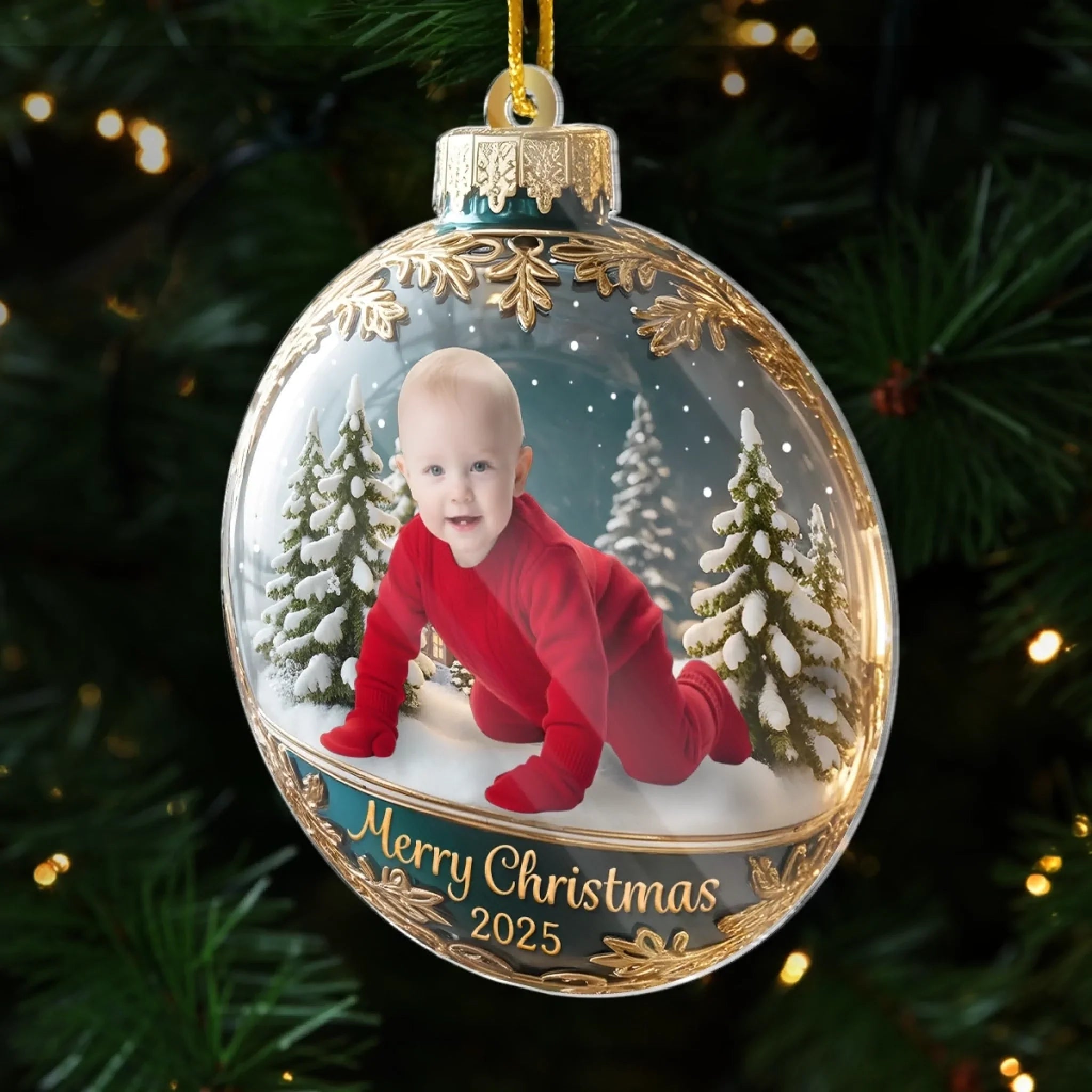 Custom Photo First Christmas Acrylic Ornament - Personalized  Christmas Baby Shower, Gender Reveal Gifts For New Moms, New Dads, New Parents - Little Star Of Our Holiday Night