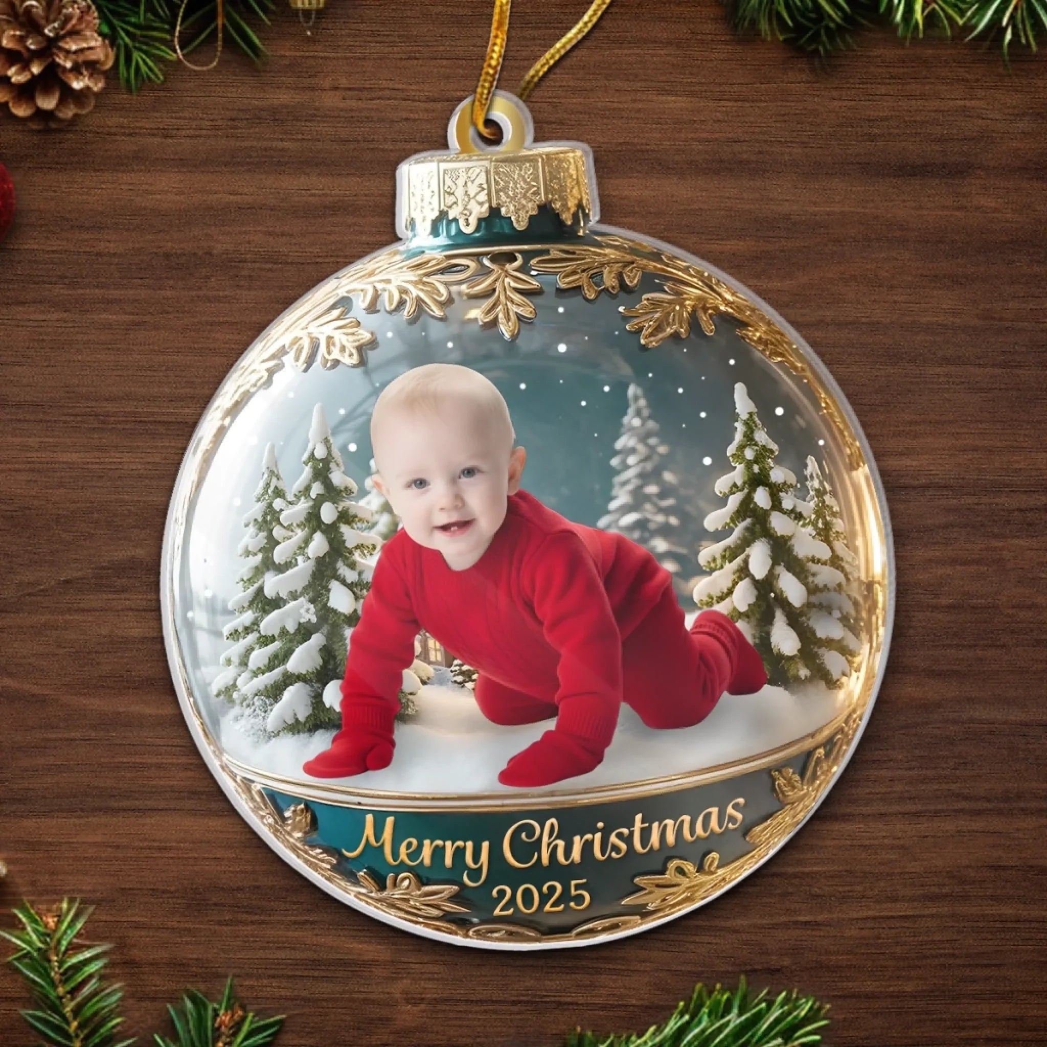 Custom Photo First Christmas Acrylic Ornament - Personalized  Christmas Baby Shower, Gender Reveal Gifts For New Moms, New Dads, New Parents - Little Star Of Our Holiday Night