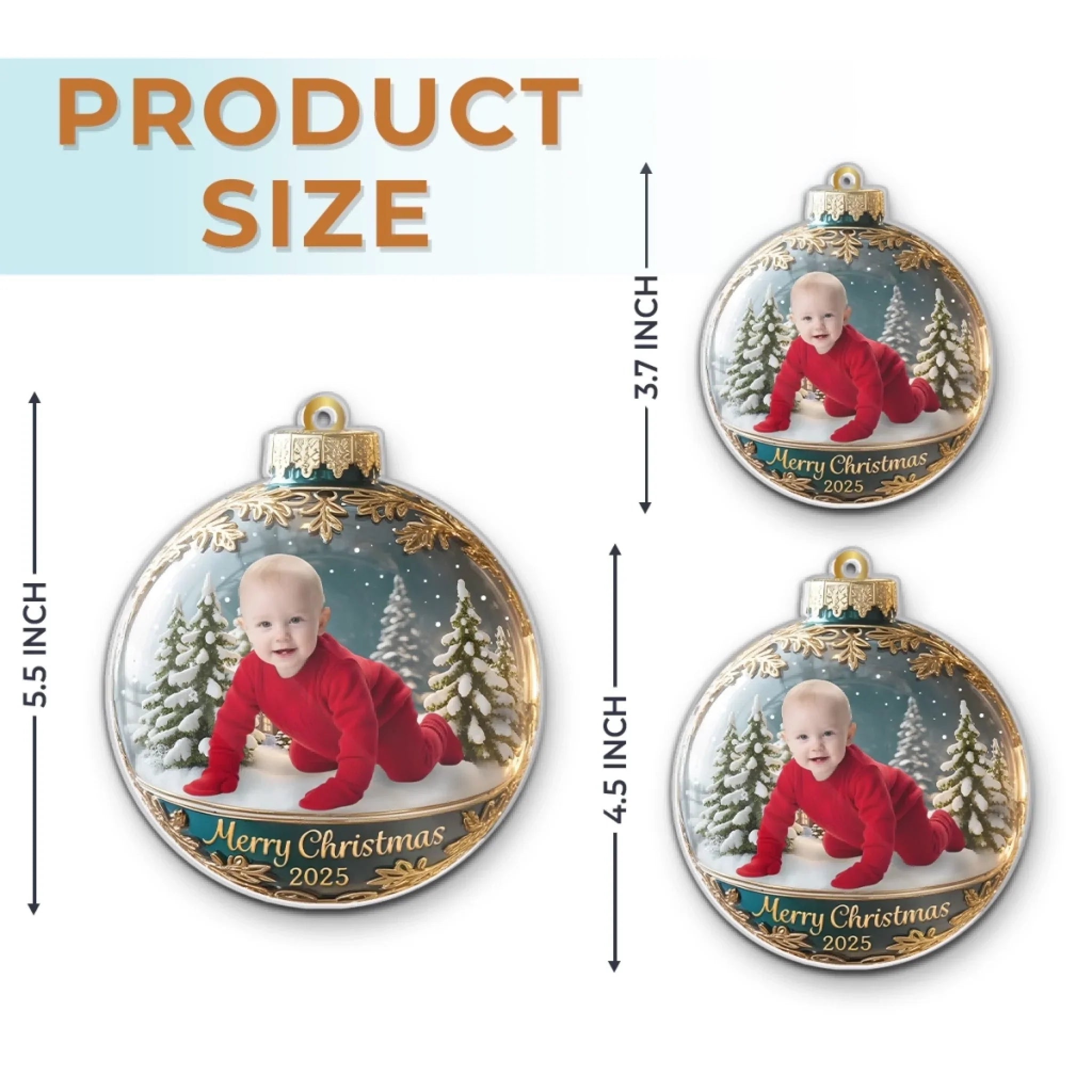 Custom Photo First Christmas Acrylic Ornament - Personalized  Christmas Baby Shower, Gender Reveal Gifts For New Moms, New Dads, New Parents - Little Star Of Our Holiday Night