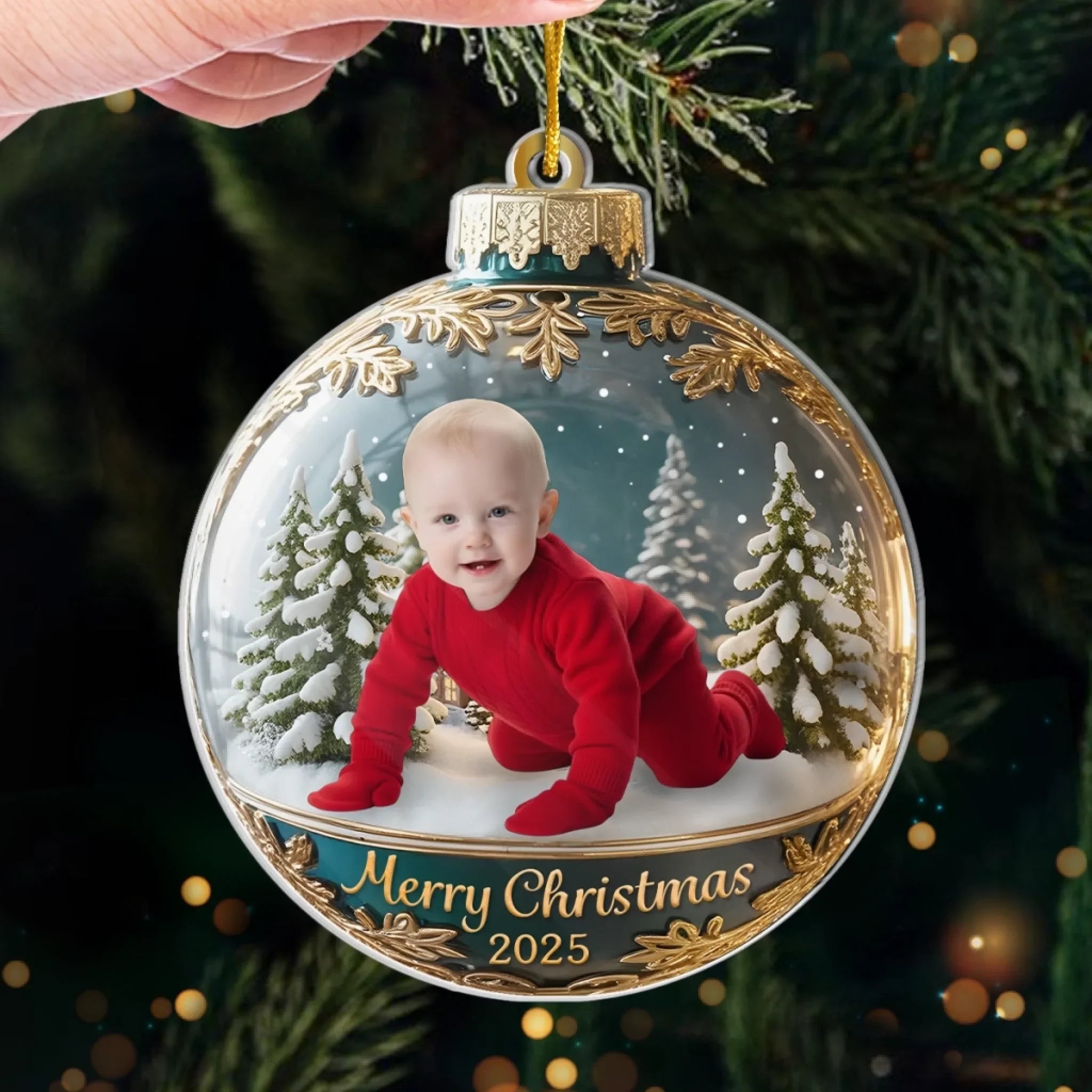 Custom Photo First Christmas Acrylic Ornament - Personalized  Christmas Baby Shower, Gender Reveal Gifts For New Moms, New Dads, New Parents - Little Star Of Our Holiday Night