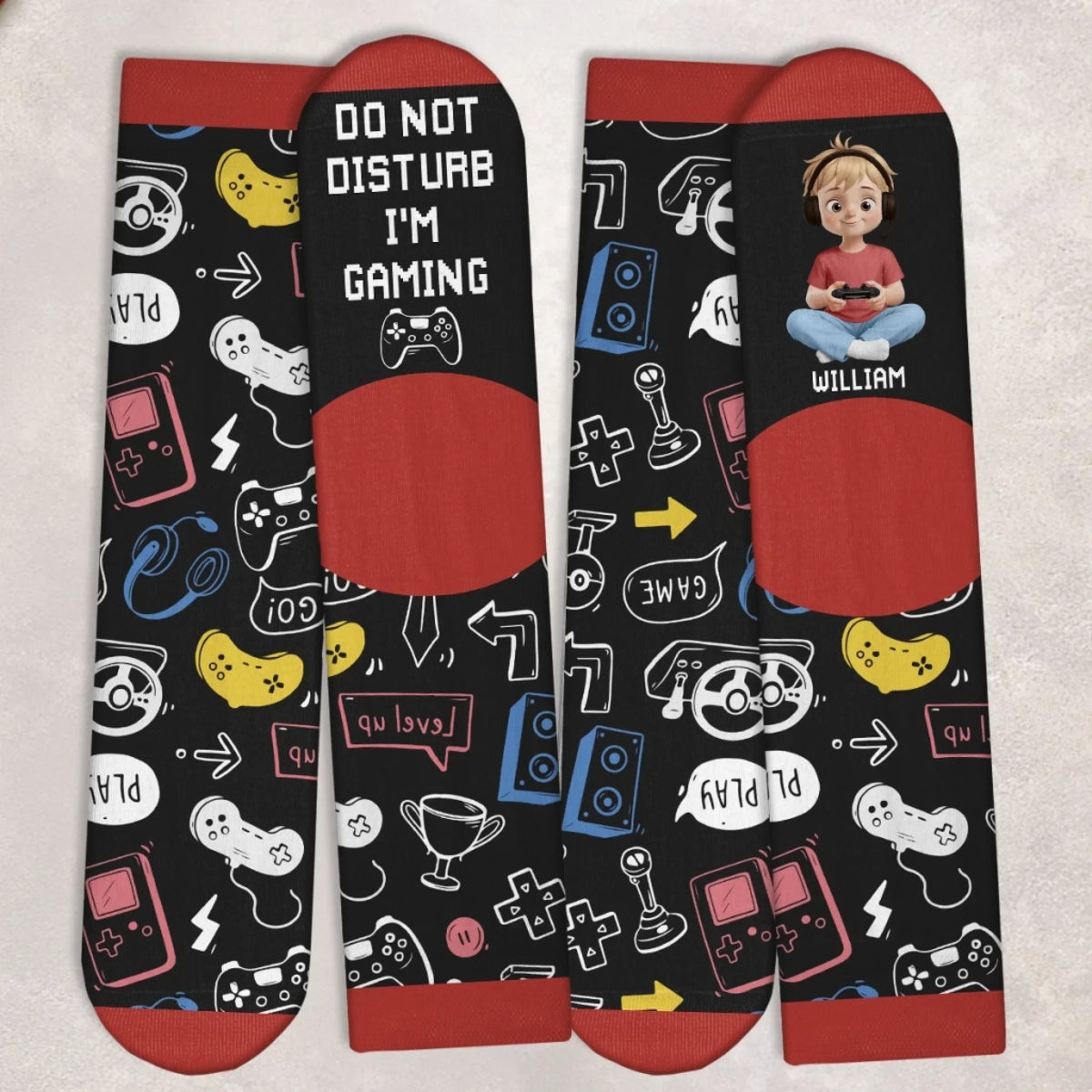 Custom Crew Socks - Personalized Birthday Gaming Gifts For Kids - Busy Saving The World