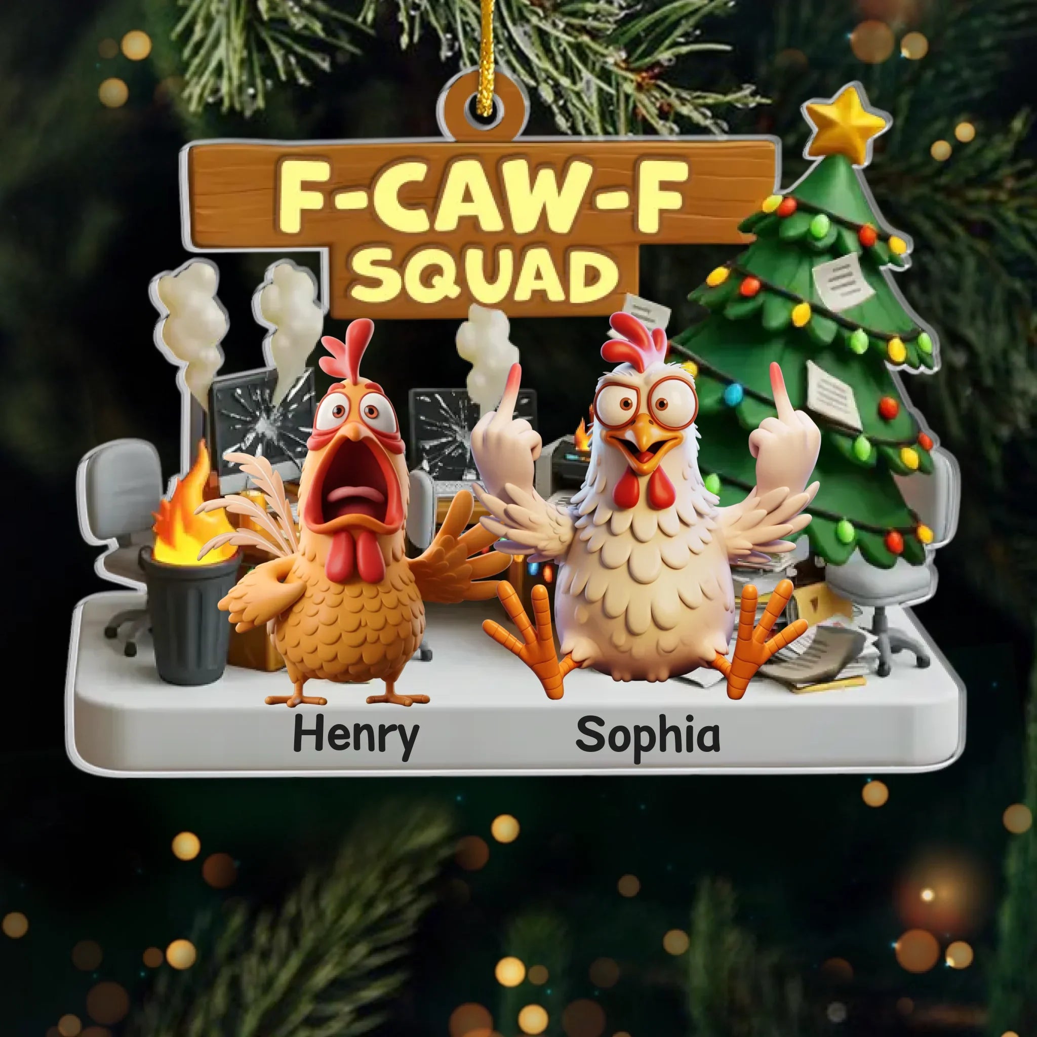 Custom Acrylic Ornament - Personalized Christmas Funny Gifts For Coworker, Work Bestie - Office Chaos Crew