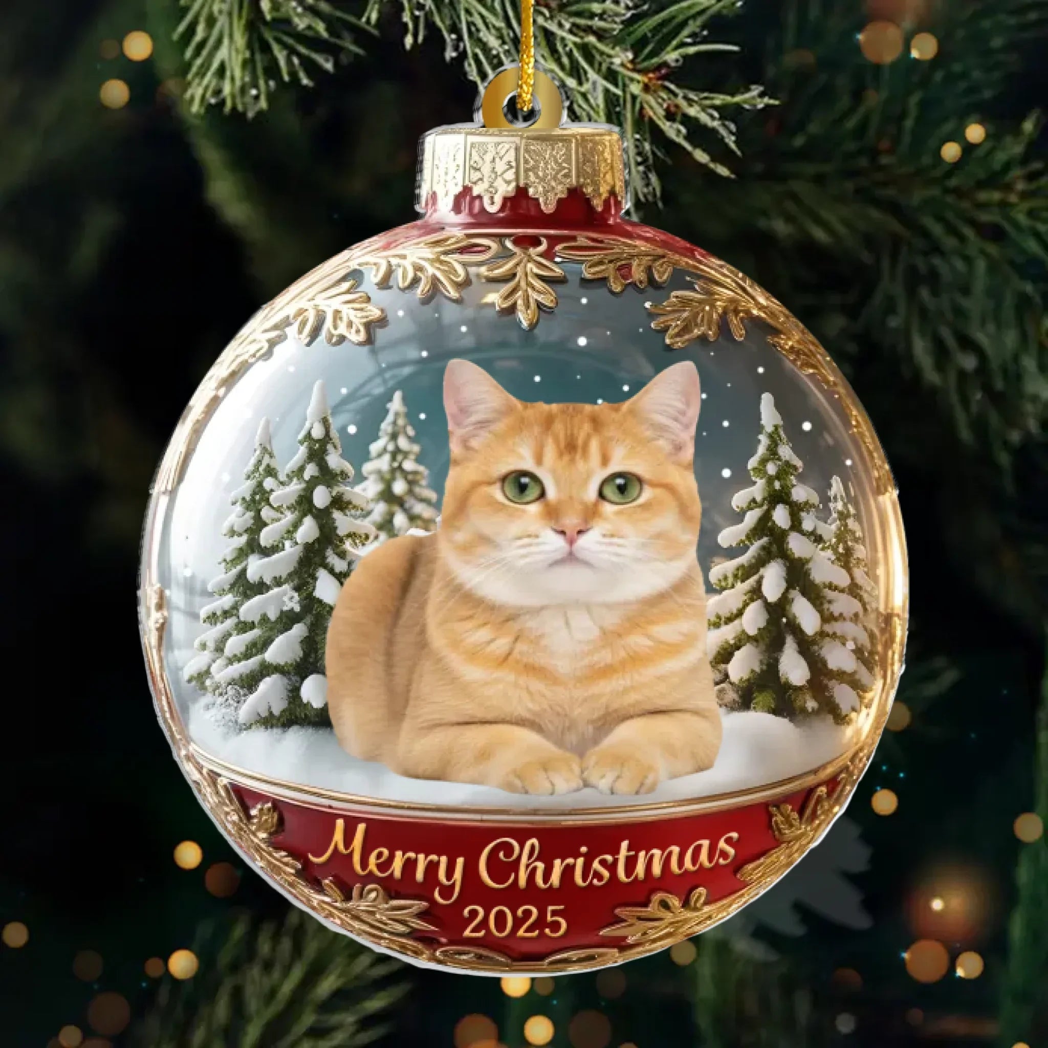 Custom Photo Acrylic Ornament - Personalized  Christmas Birthday Gifts For Dog Cat Lovers, Dog Dad And Mom, Cat Owners - Meowy Christmas, Hooman