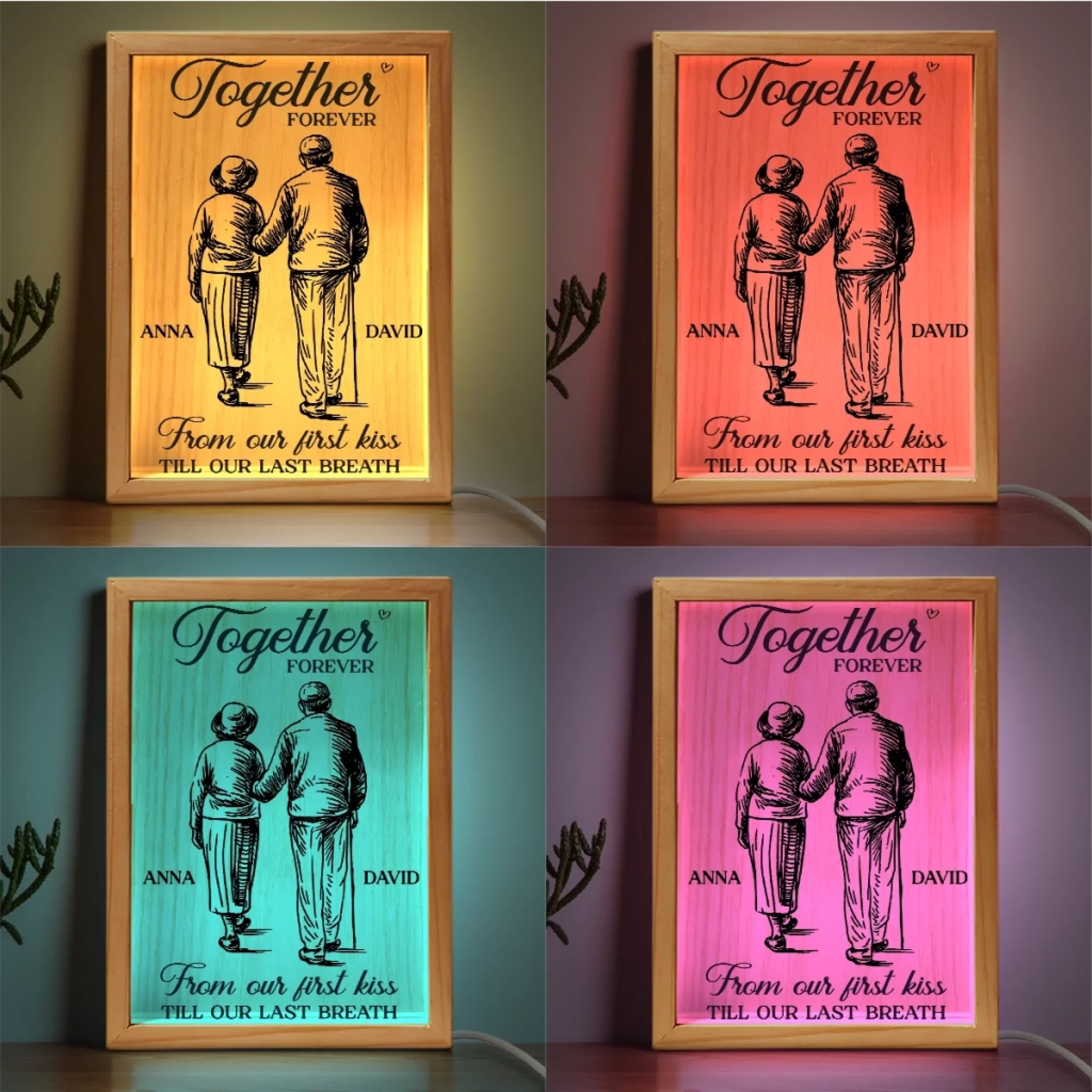 Custom Frame Light Box - Personalized Anniversary Wedding Gifts For Husband And Wife, Him And Her - Our Love Lights The Way