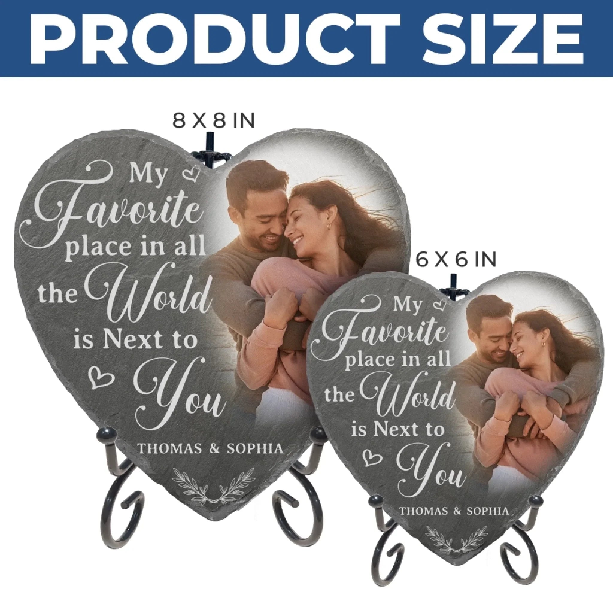 Custom Photo Heart Shaped Stone With Stand - Personalized Anniversary Wedding Gifts For Husband And Wife, Him And Her - Next To You