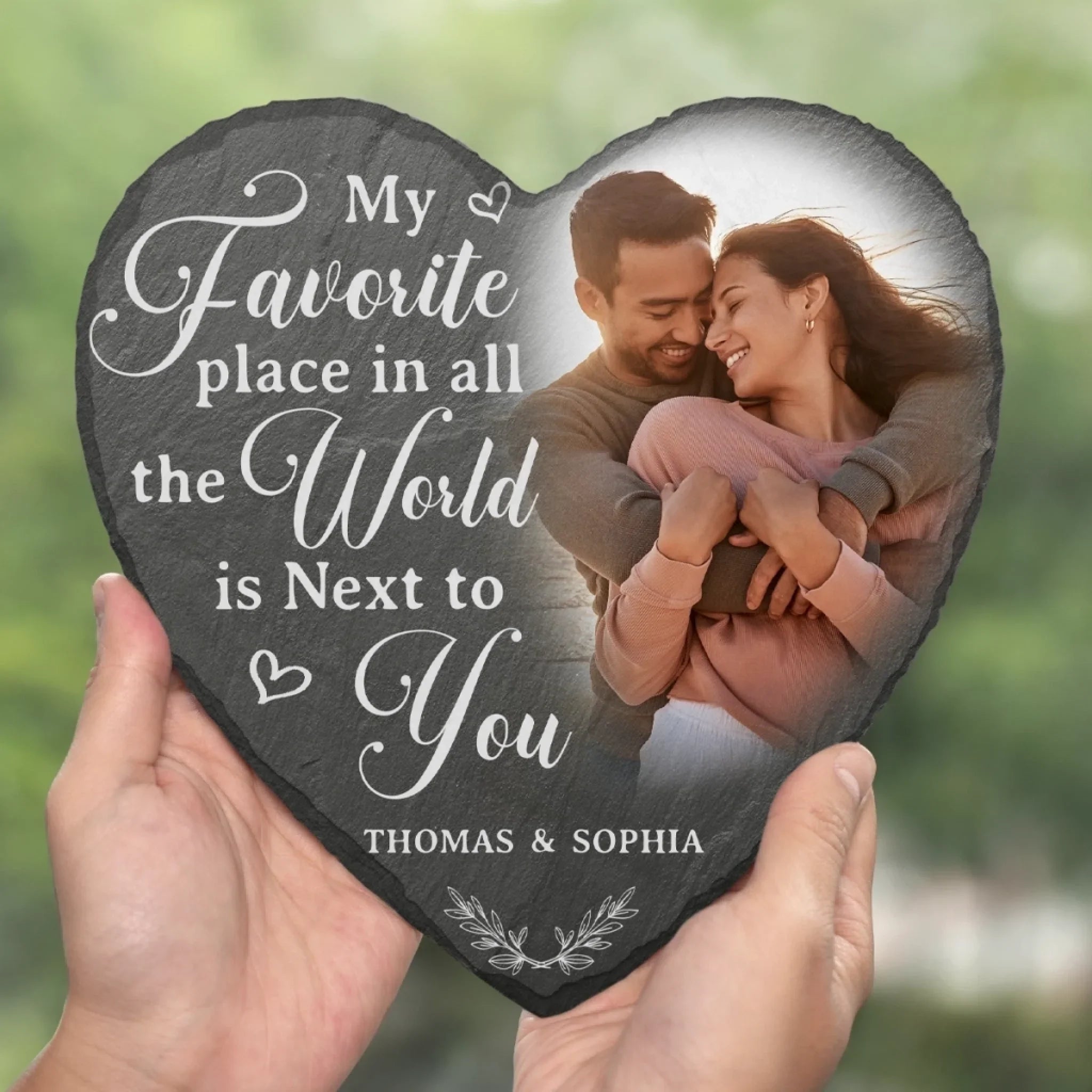 Custom Photo Heart Shaped Stone With Stand - Personalized Anniversary Wedding Gifts For Husband And Wife, Him And Her - Next To You