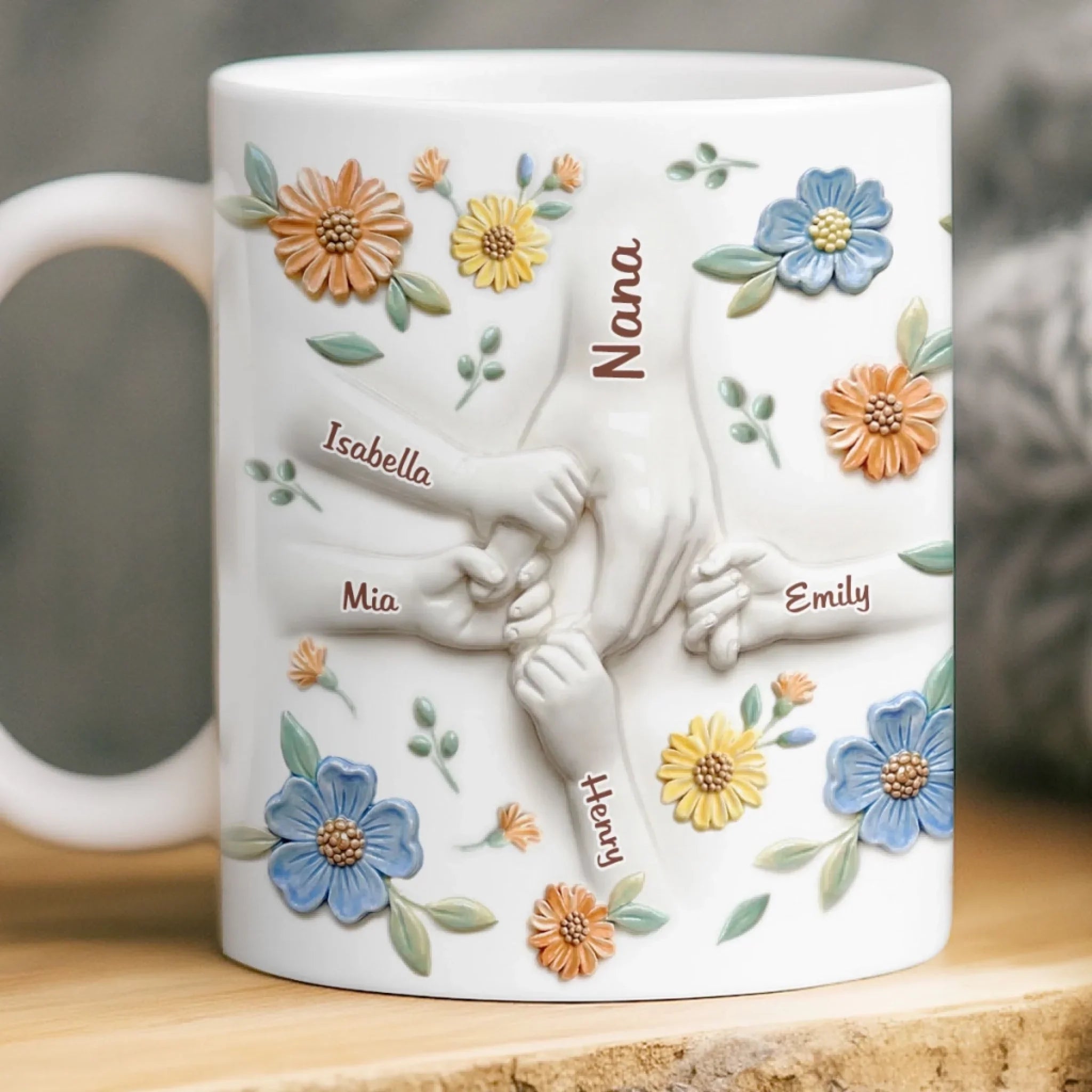 Custom 3D Inflated Effect Printed Mug - Personalized Mother's Day Gifts For Mom, Grandma - Family Held Together