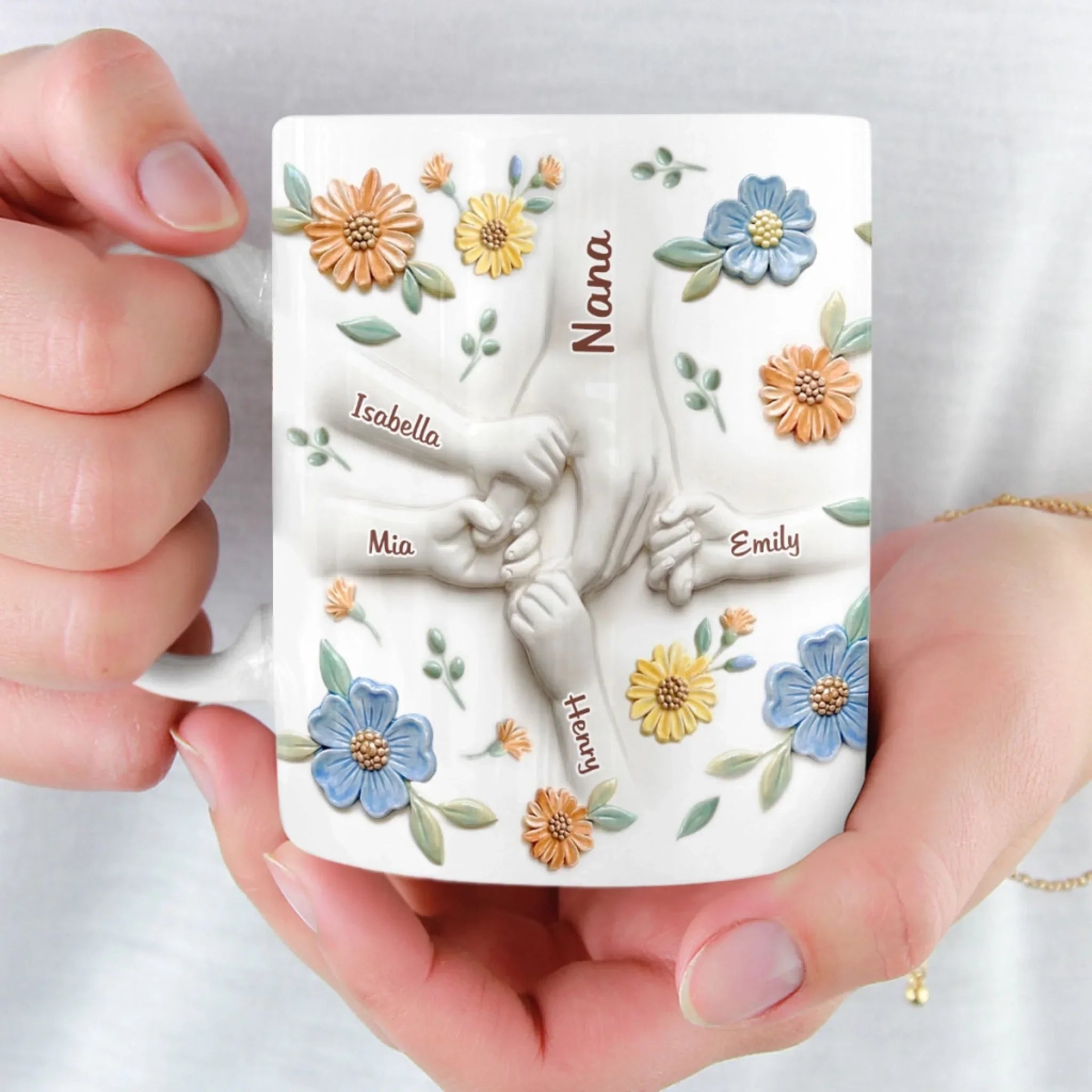Custom 3D Inflated Effect Printed Mug - Personalized Mother's Day Gifts For Mom, Grandma - Family Held Together