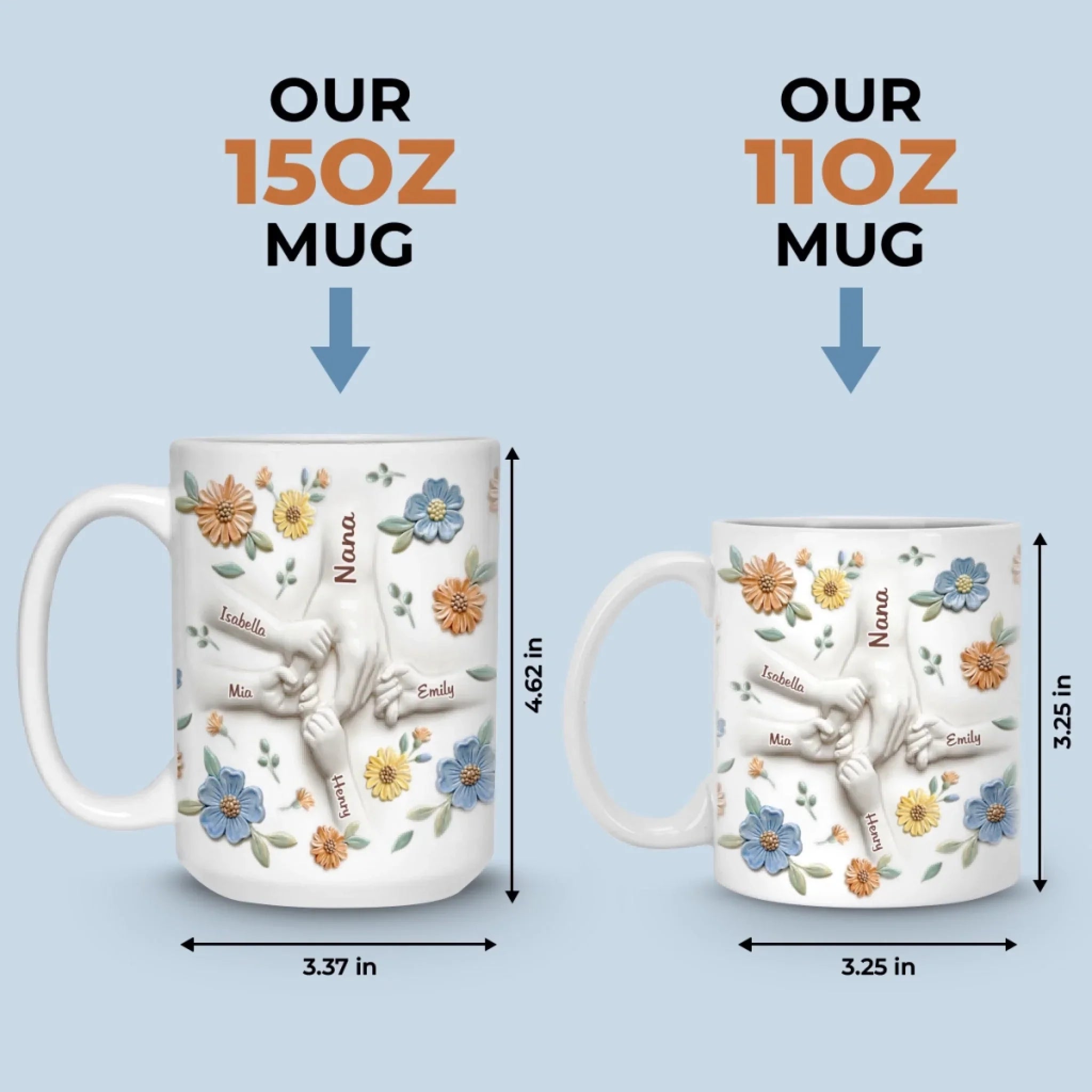 Custom 3D Inflated Effect Printed Mug - Personalized Mother's Day Gifts For Mom, Grandma - Family Held Together