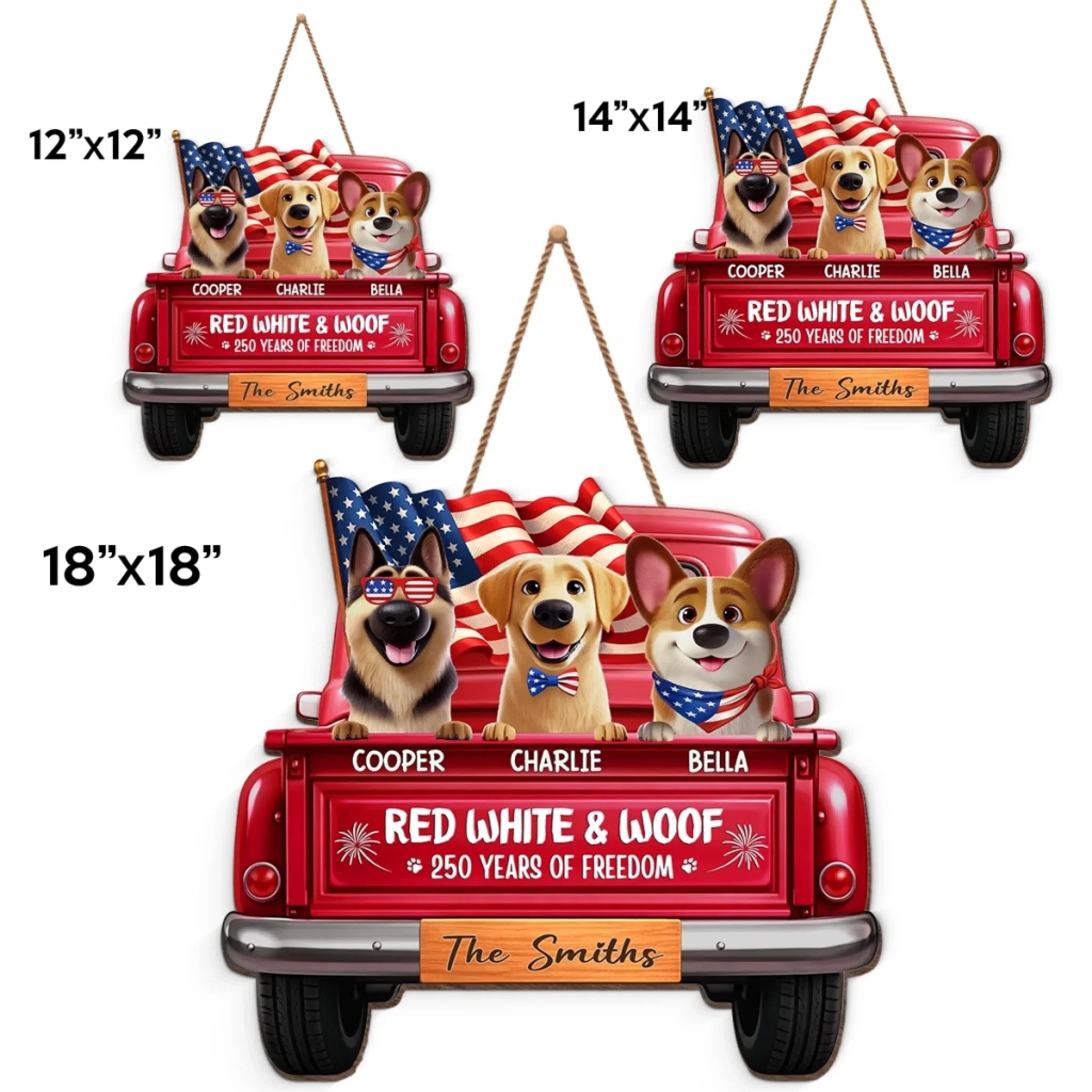 Custom America 250th Anniversary Wood Sign - Personalized Birthday Gifts For Dog Lovers, Dog Dad And Mom - Freedom Lives Here