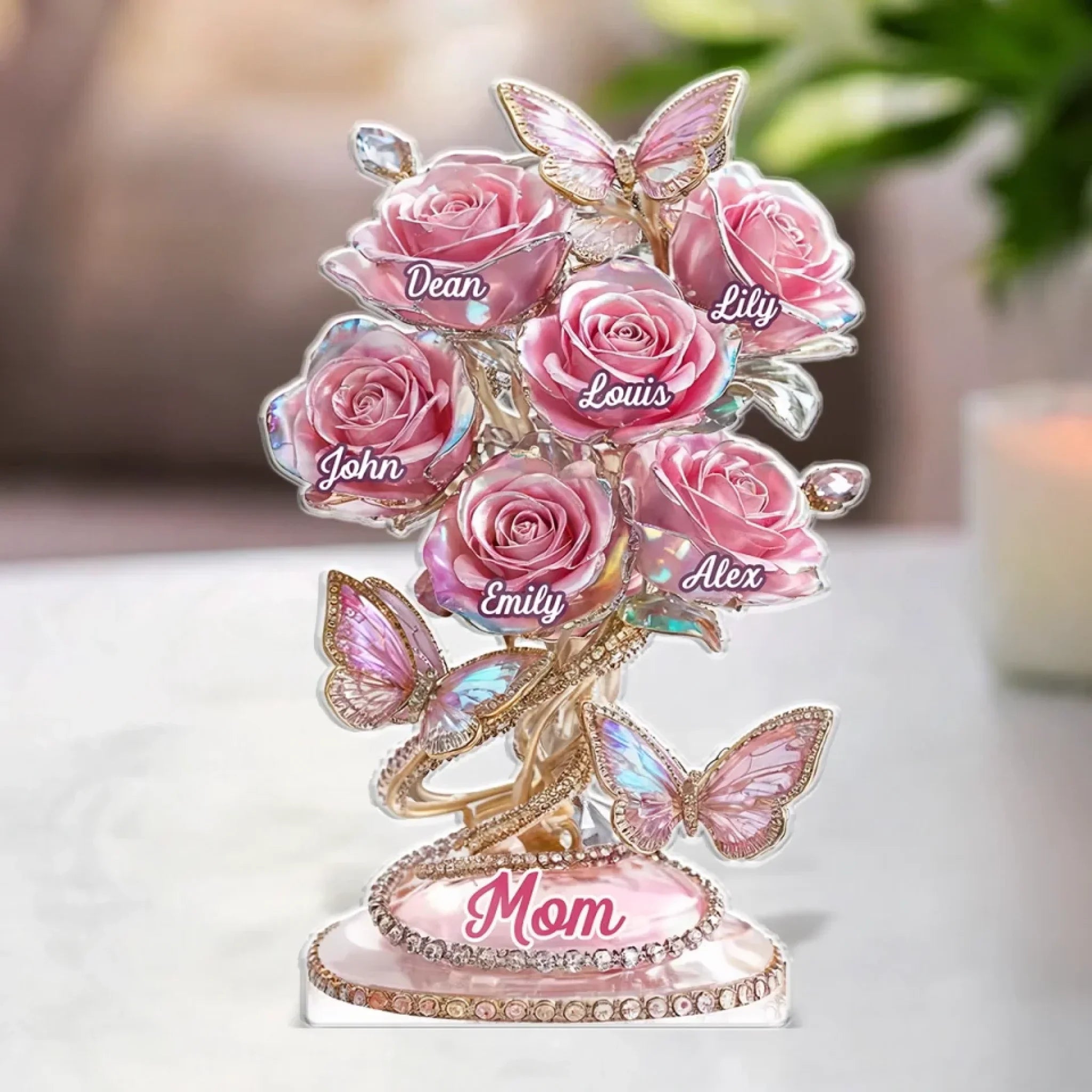 Custom Acrylic Plaque - Personalized Mother's Day Gifts For Mom, Grandma - A Mom’s Love, Forever Blooming