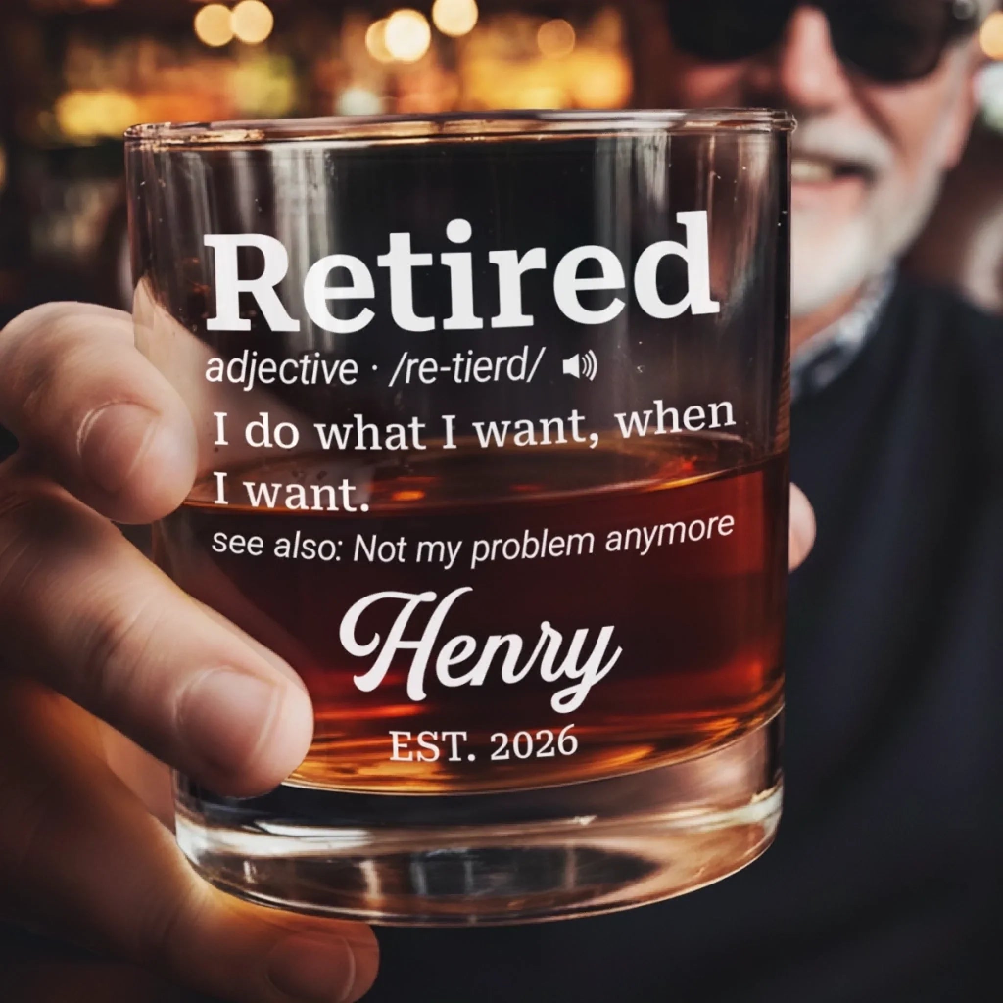 Custom Whiskey Glass - Personalized Retirement Gifts For Women, Men - Not My Problem Anymore