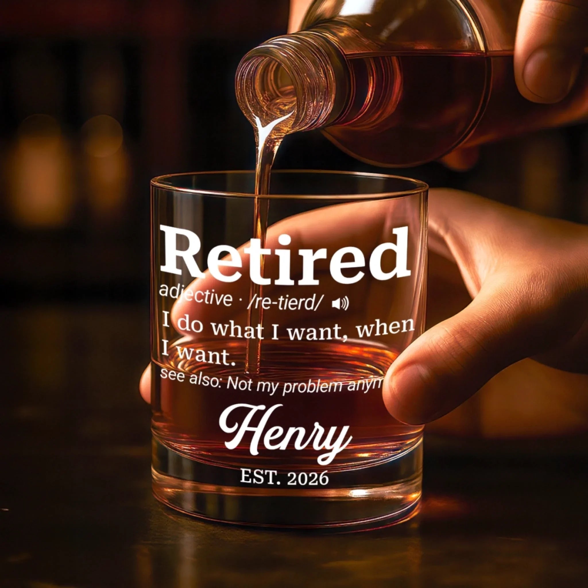 Custom Whiskey Glass - Personalized Retirement Gifts For Women, Men - Not My Problem Anymore