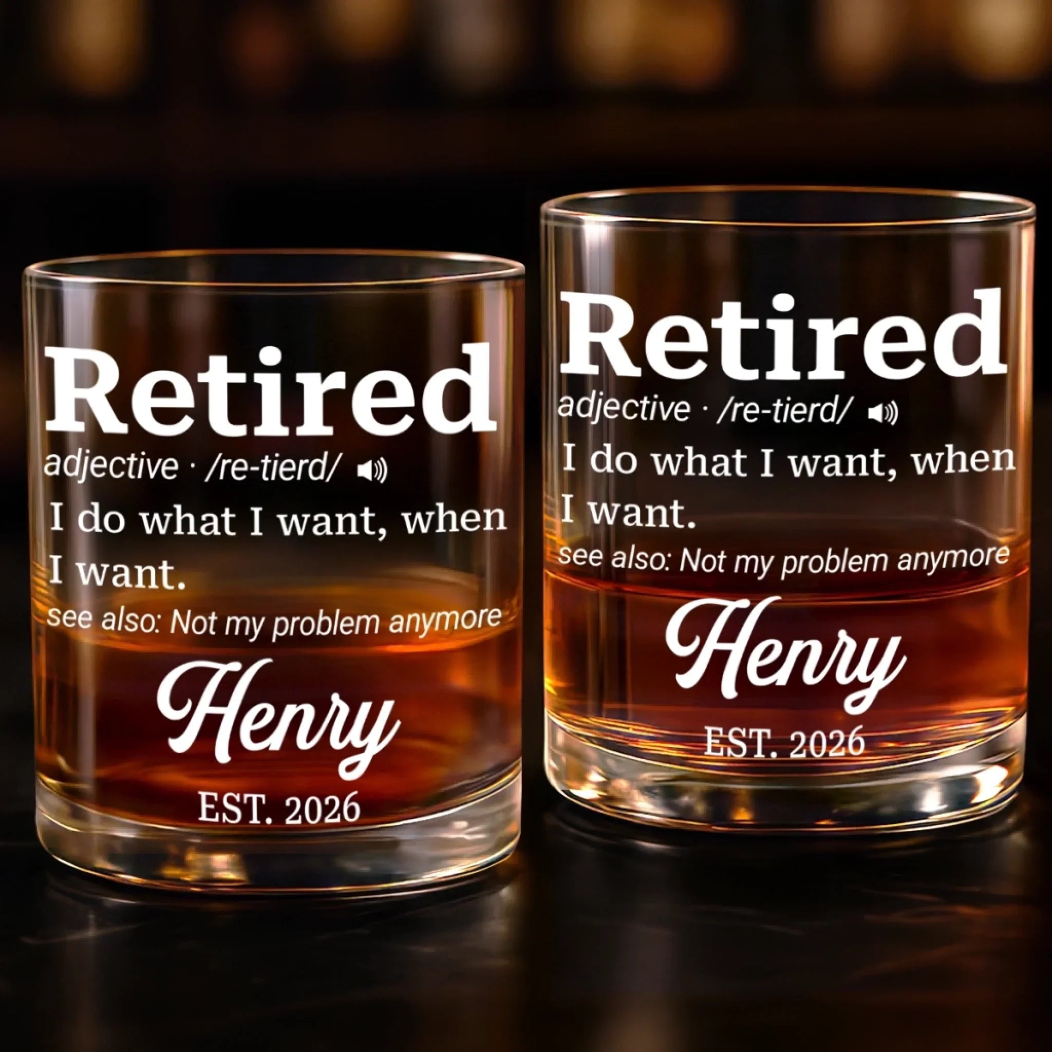 Custom Whiskey Glass - Personalized Retirement Gifts For Women, Men - Not My Problem Anymore