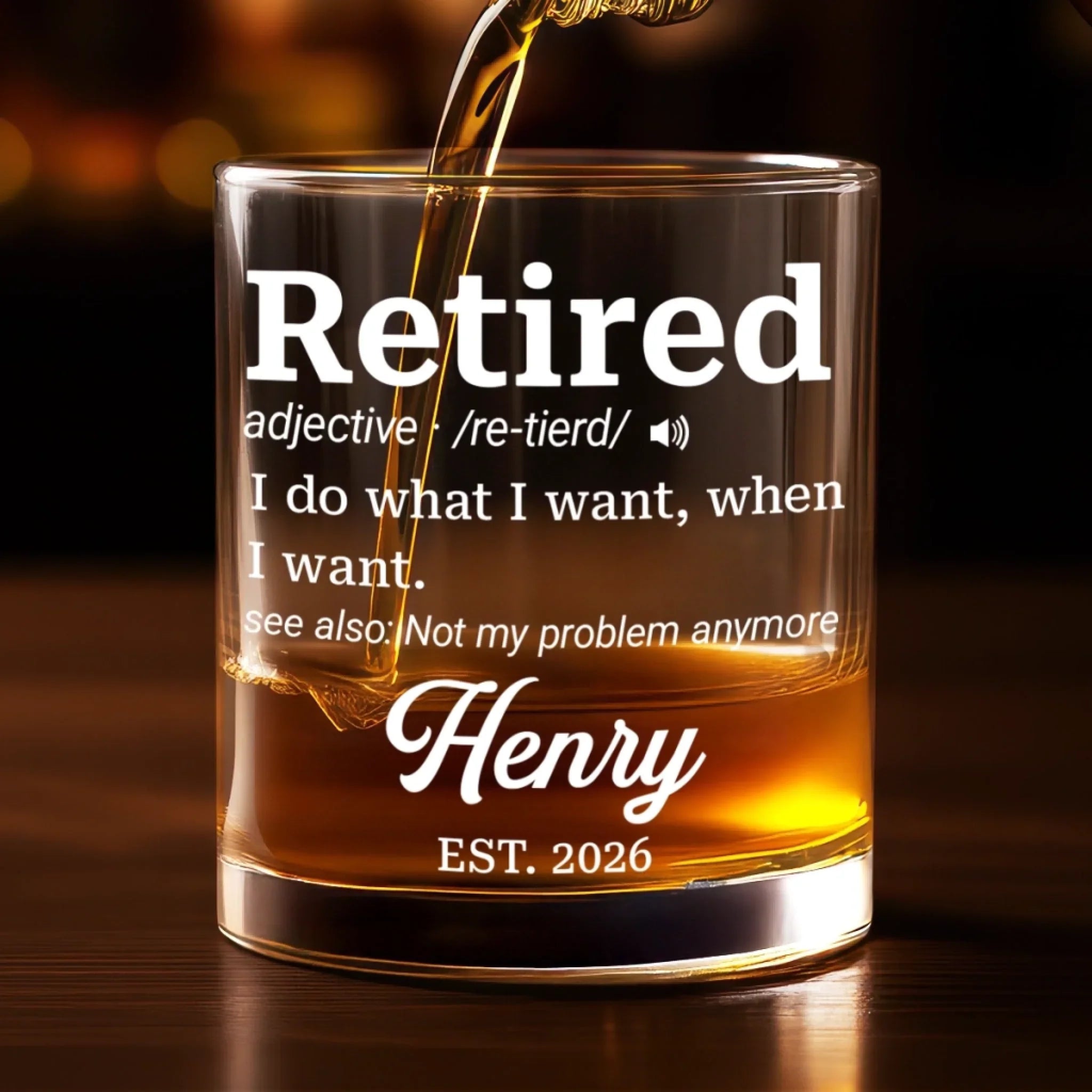 Custom Whiskey Glass - Personalized Retirement Gifts For Women, Men - Not My Problem Anymore