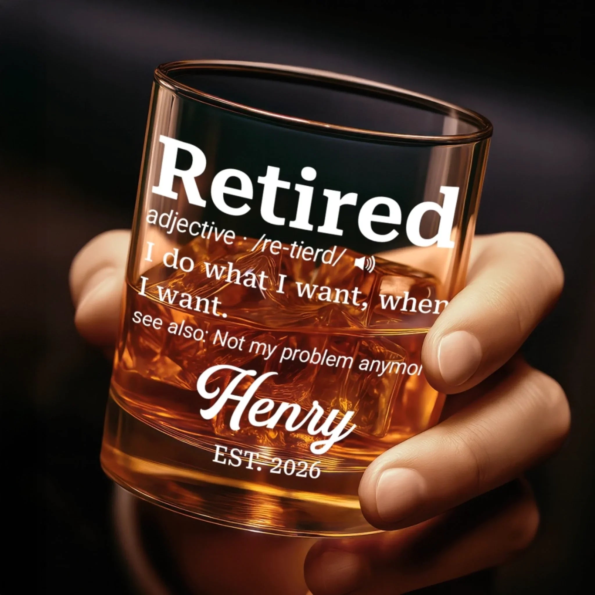 Custom Whiskey Glass - Personalized Retirement Gifts For Women, Men - Not My Problem Anymore