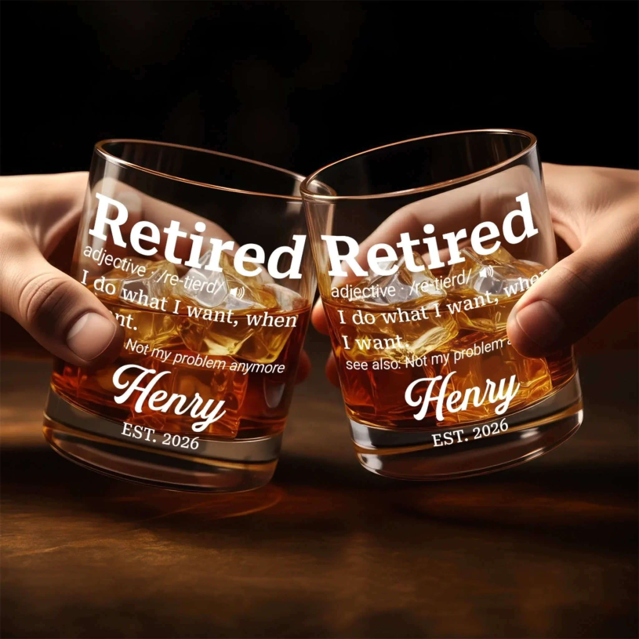Custom Whiskey Glass - Personalized Retirement Gifts For Women, Men - Not My Problem Anymore
