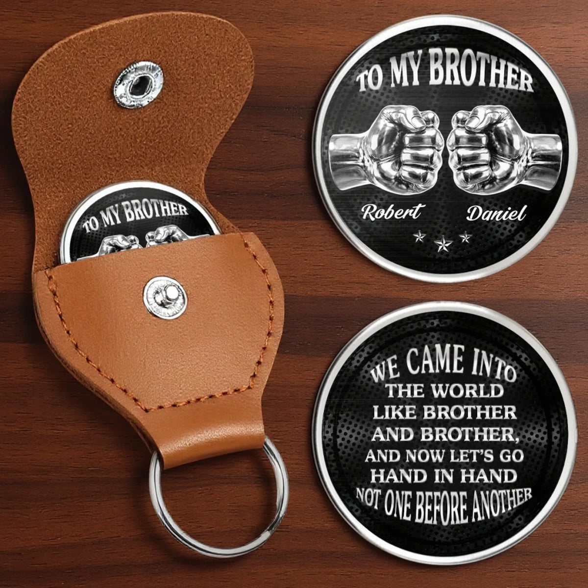 Custom Pocket Hug - Personalized Birthday Gifts For Brother - Real Bros Stand Together