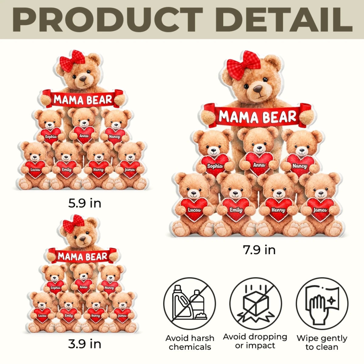 Custom Teddy Bear Acrylic Plaque - Personalized Mother's Day Birthday Gifts For Mom, Grandma - Her Love Keeps Them Close