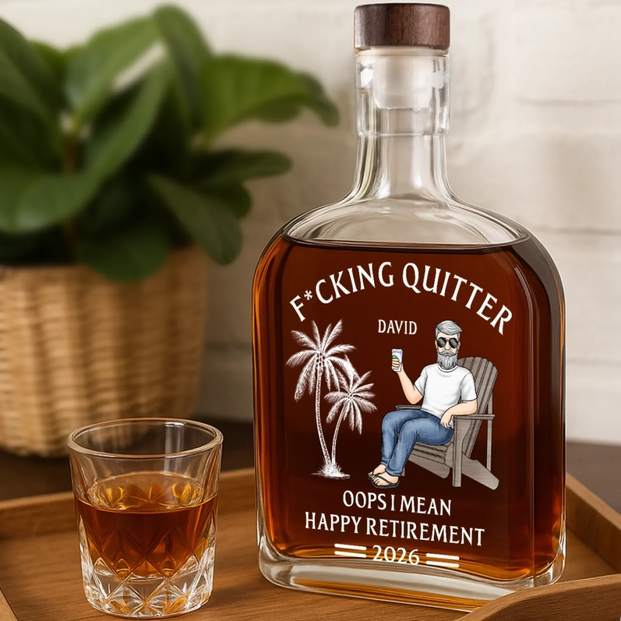 Officially Done - Coworker Personalized Custom Whiskey Bottle - Appreciation, Retirement Gift For Coworkers, Work Friends, Colleagues
