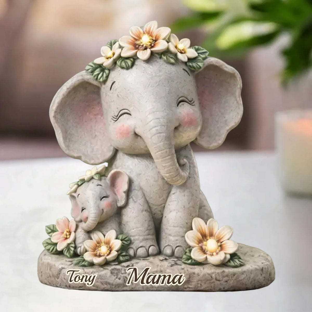 Custom Elephant Acrylic Plaque - Personalized Mother's Day Birthday Gifts For Mom, Grandma - A Shelter Made Of Love