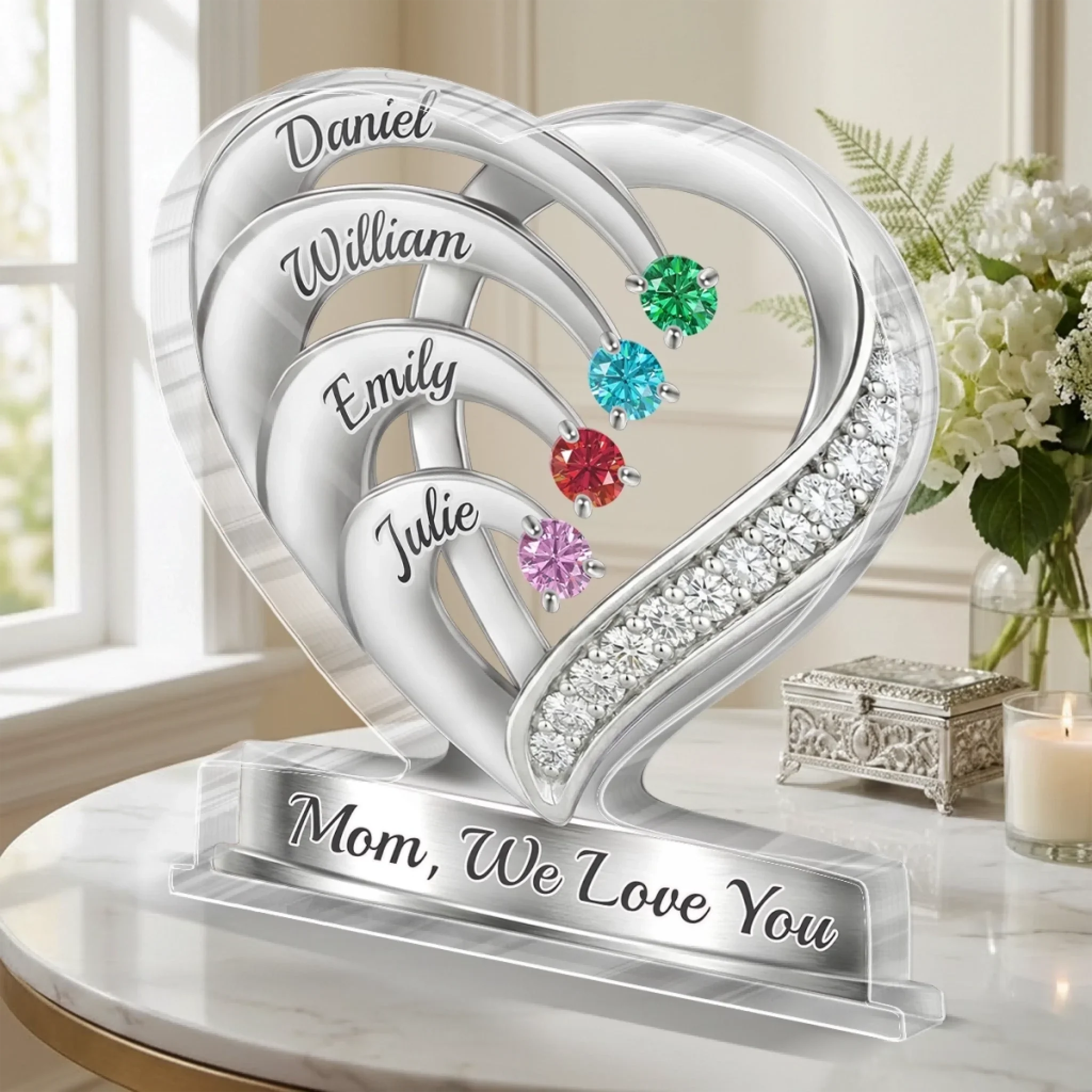 Custom Acrylic Plaque - Personalized Mother's Day Birthday Gifts For Mom, Grandma - A Heart Full Of Sparkle