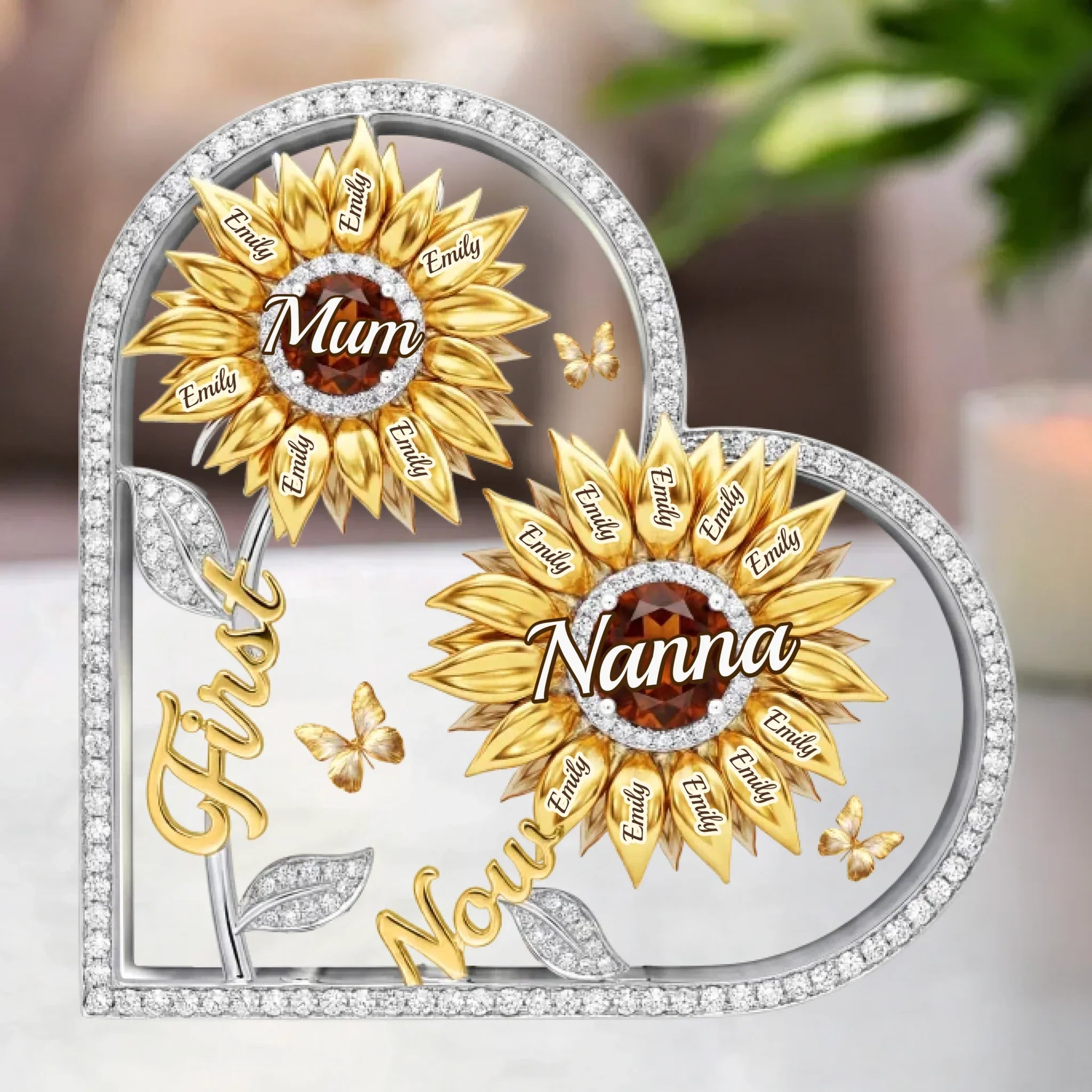 Custom Sunflower Acrylic Plaque - Personalized Mother's Day Birthday Gifts For Mom, Grandma - Forever Our Sunshine