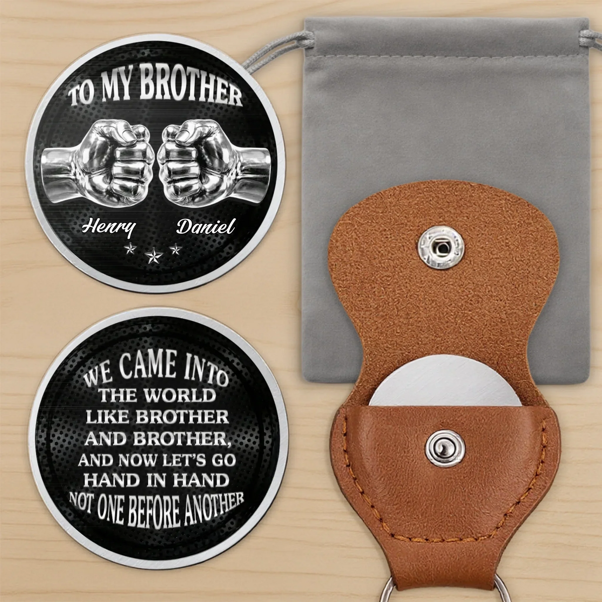 Custom Pocket Hug - Personalized Birthday Gifts For Brother - Real Bros Stand Together