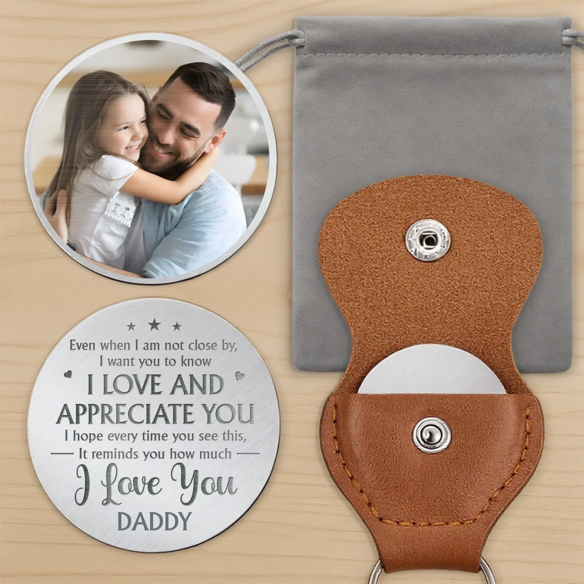Custom Photo My First Hero, My Forever Friend - Family Personalized Custom Pocket Hug - Father's Day, Gift For Dad, Grandpa, Son, Daughter, Grandson, Granddaughter