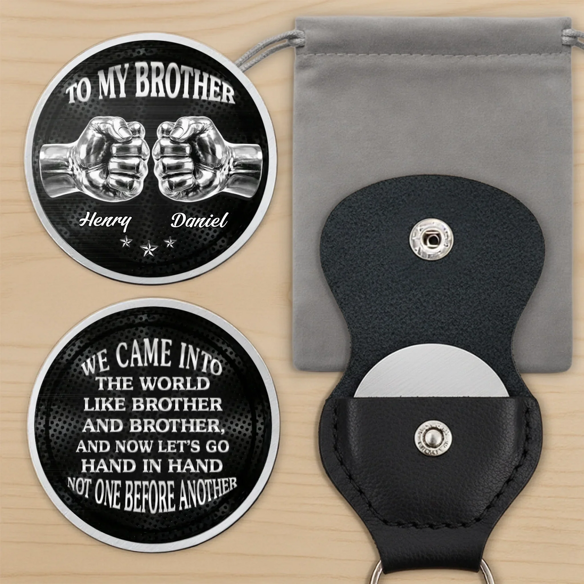 Custom Pocket Hug - Personalized Birthday Gifts For Brother - Real Bros Stand Together