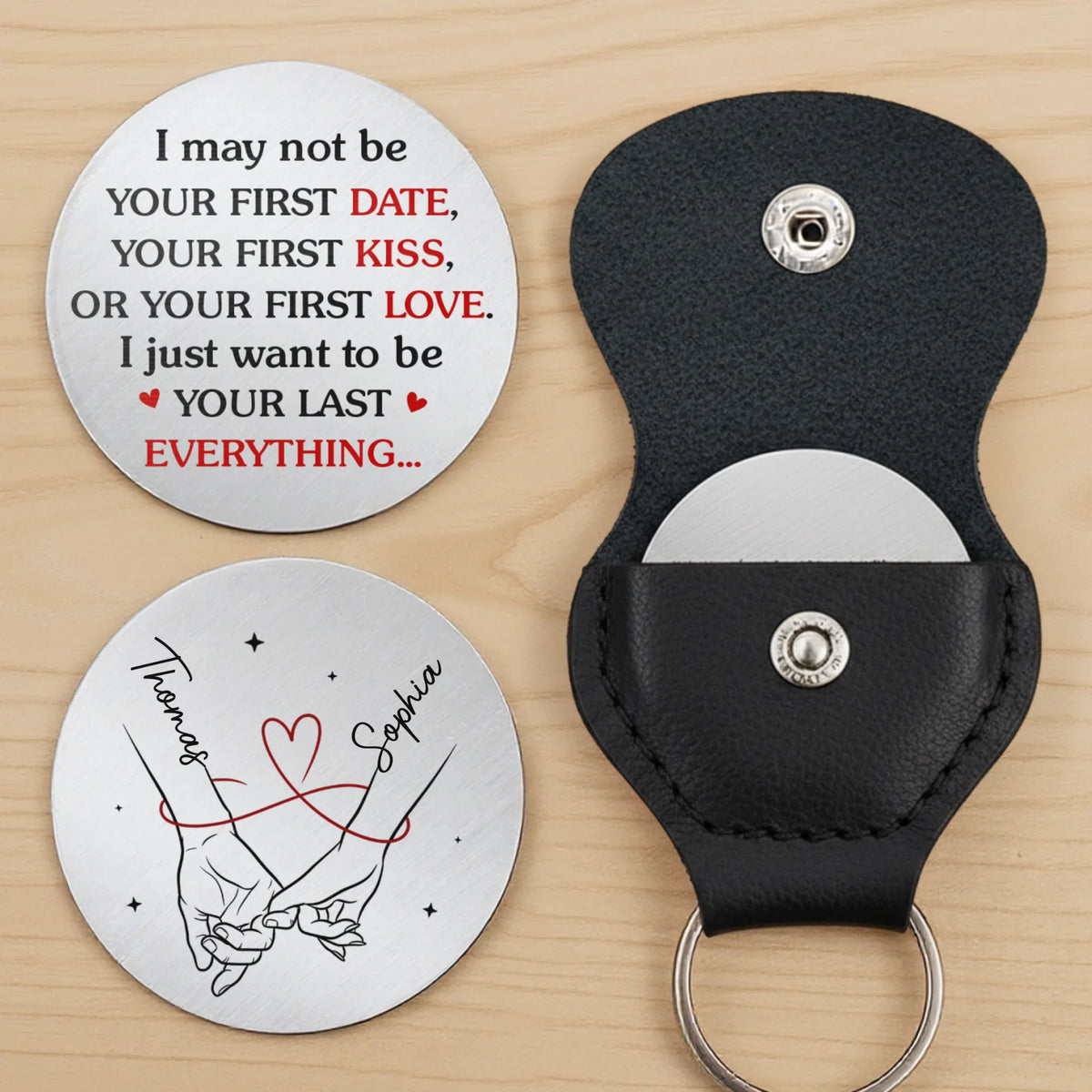 Custom Pocket Hug - Personalized Anniversary Wedding Gifts For Husband And Wife, Him And Her - Let Me Hold Your Hand