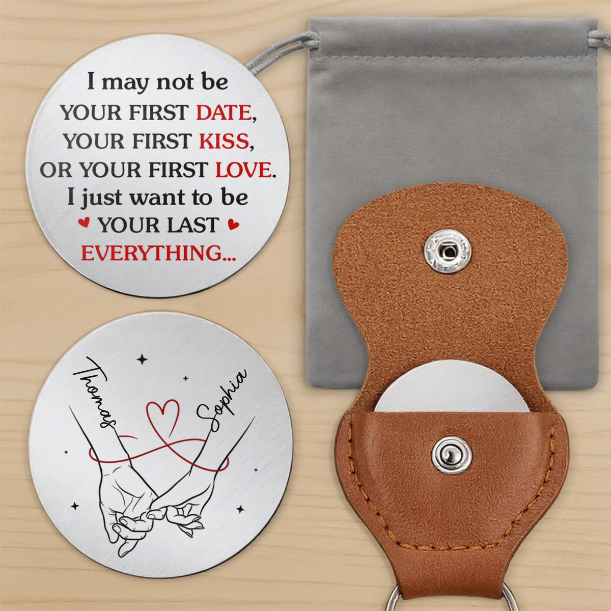 Custom Pocket Hug - Personalized Anniversary Wedding Gifts For Husband And Wife, Him And Her - Let Me Hold Your Hand