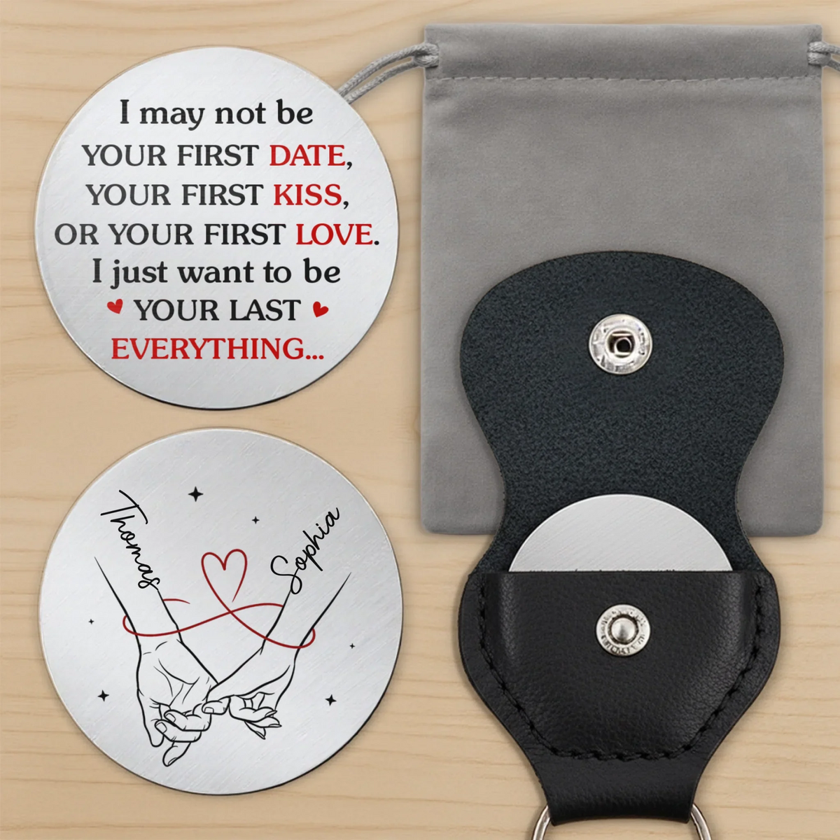 Custom Pocket Hug - Personalized Anniversary Wedding Gifts For Husband And Wife, Him And Her - Let Me Hold Your Hand