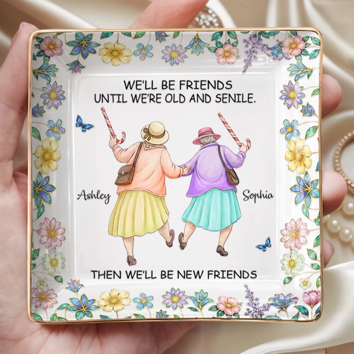 Custom Full-Print Jewelry Dish - Personalized Best Friend Birthday Gifts For Women, Besties, Sisters, BFF  - Besties For A Lifetime