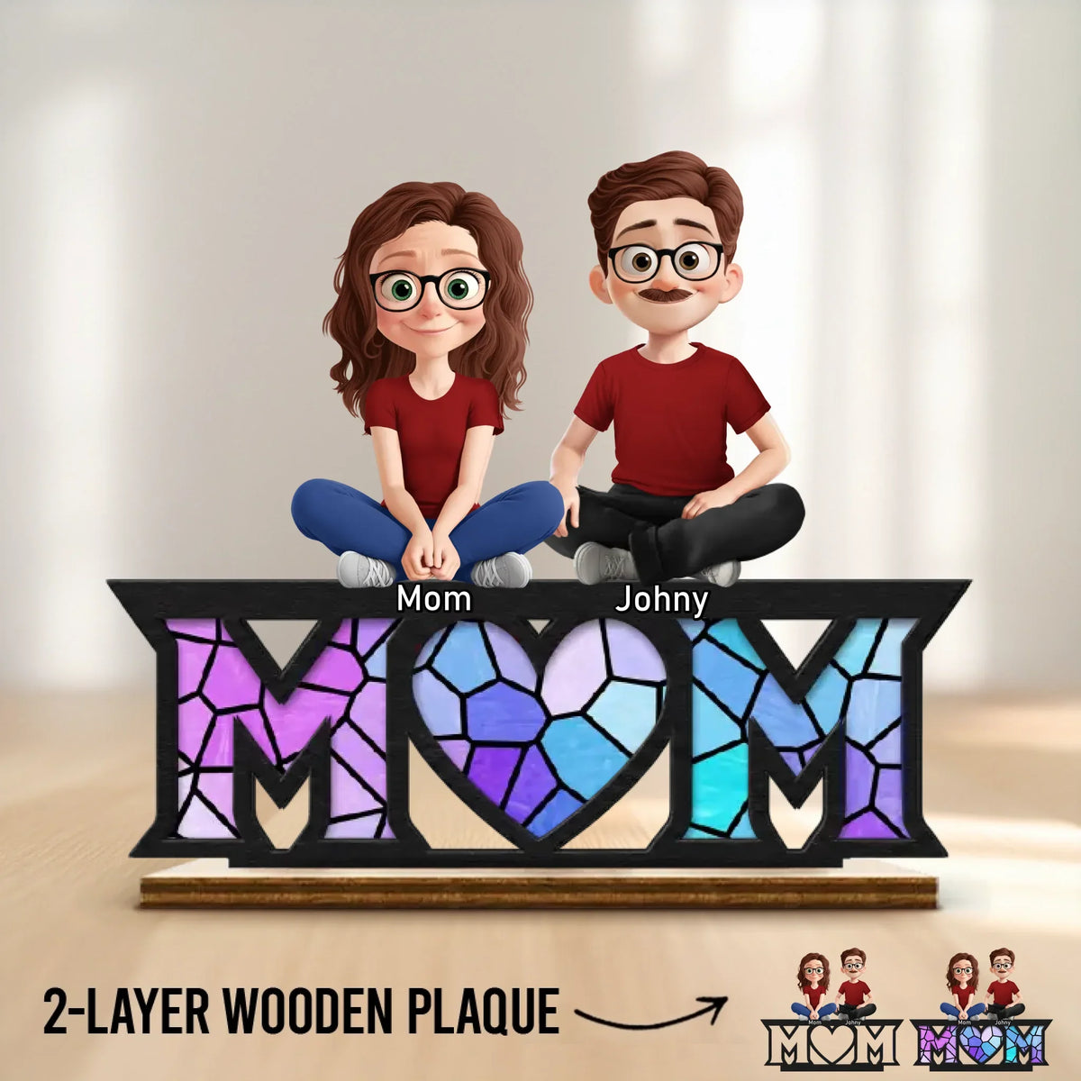 Custom 2-Layered Wooden Plaque - Personalized Mother's Day Birthday Gifts For Mom, Grandma - Blessed With You