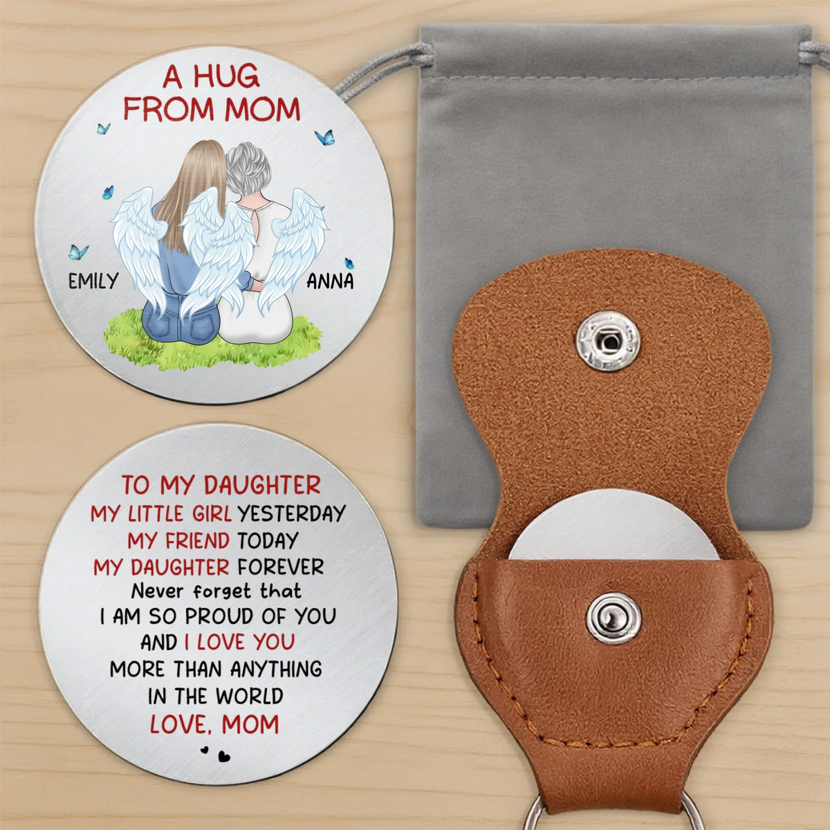 Custom Pocket Hug - Personalized Mother's Day Birthday Gifts For Mom, Daughter, Son - Take This Hug With You