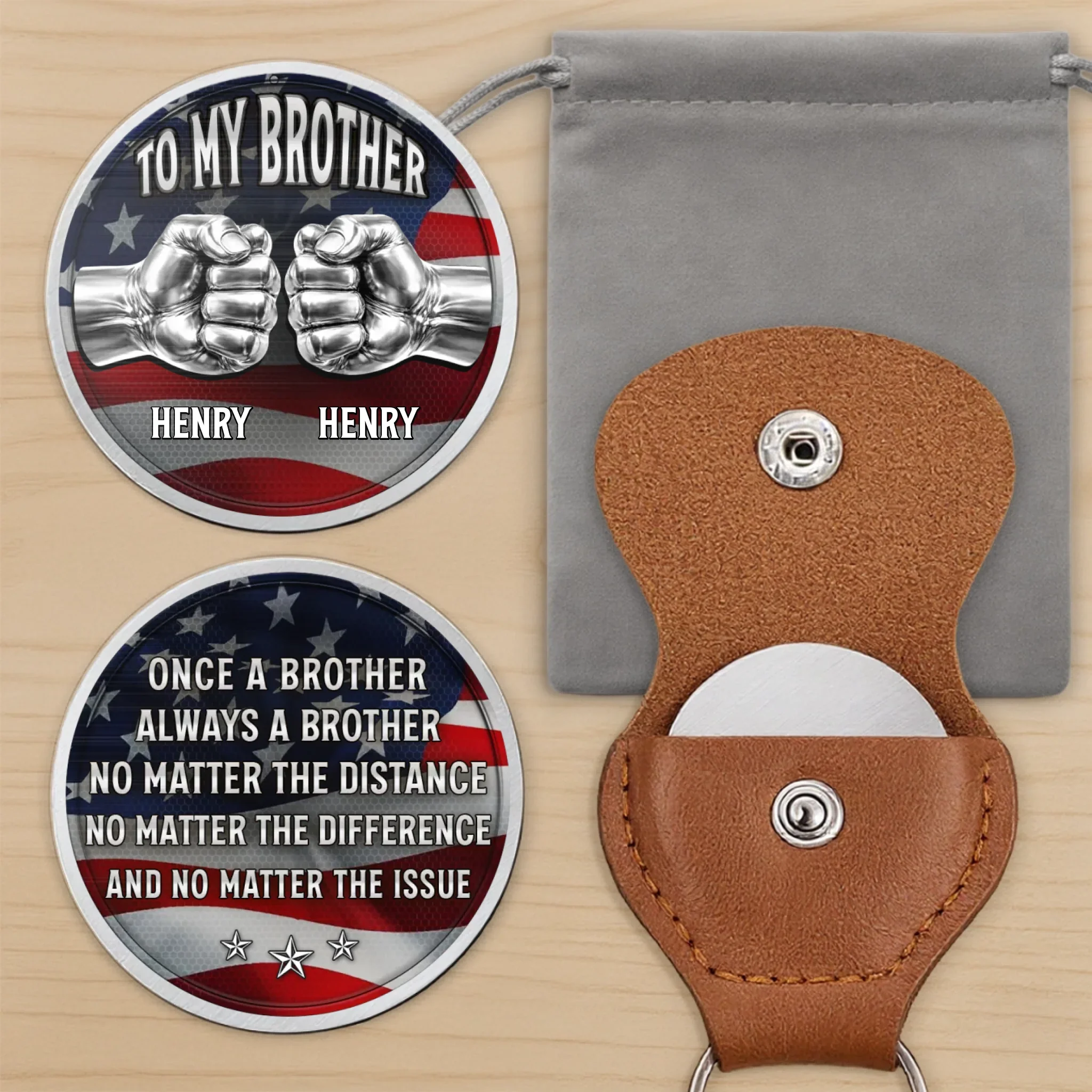 Custom Pocket Hug - Personalized America 250th Anniversary Gifts For Brother - Brotherhood That Never Breaks